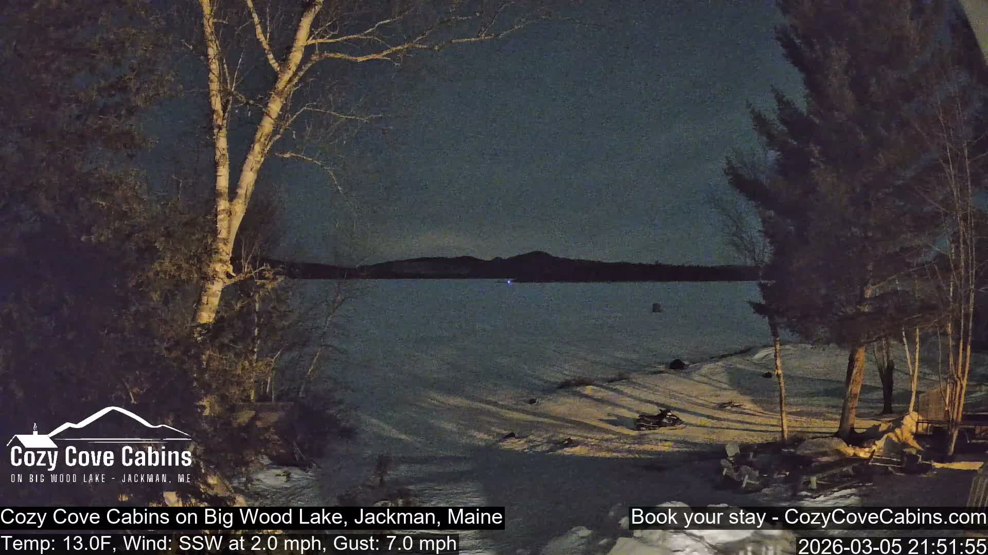 Cozy Cove Cabins, Wood Pond Live Cam - Jackman, Maine,  USA
