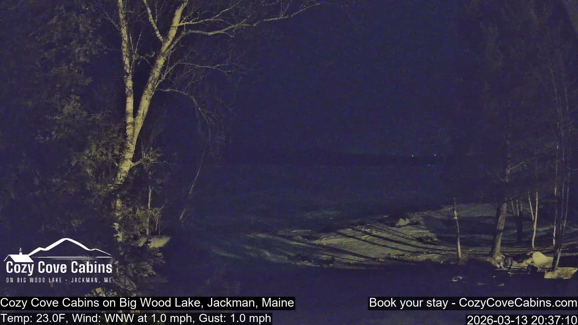 Cozy Cove Cabins, Wood Pond Live Cam - Jackman, Maine,  USA