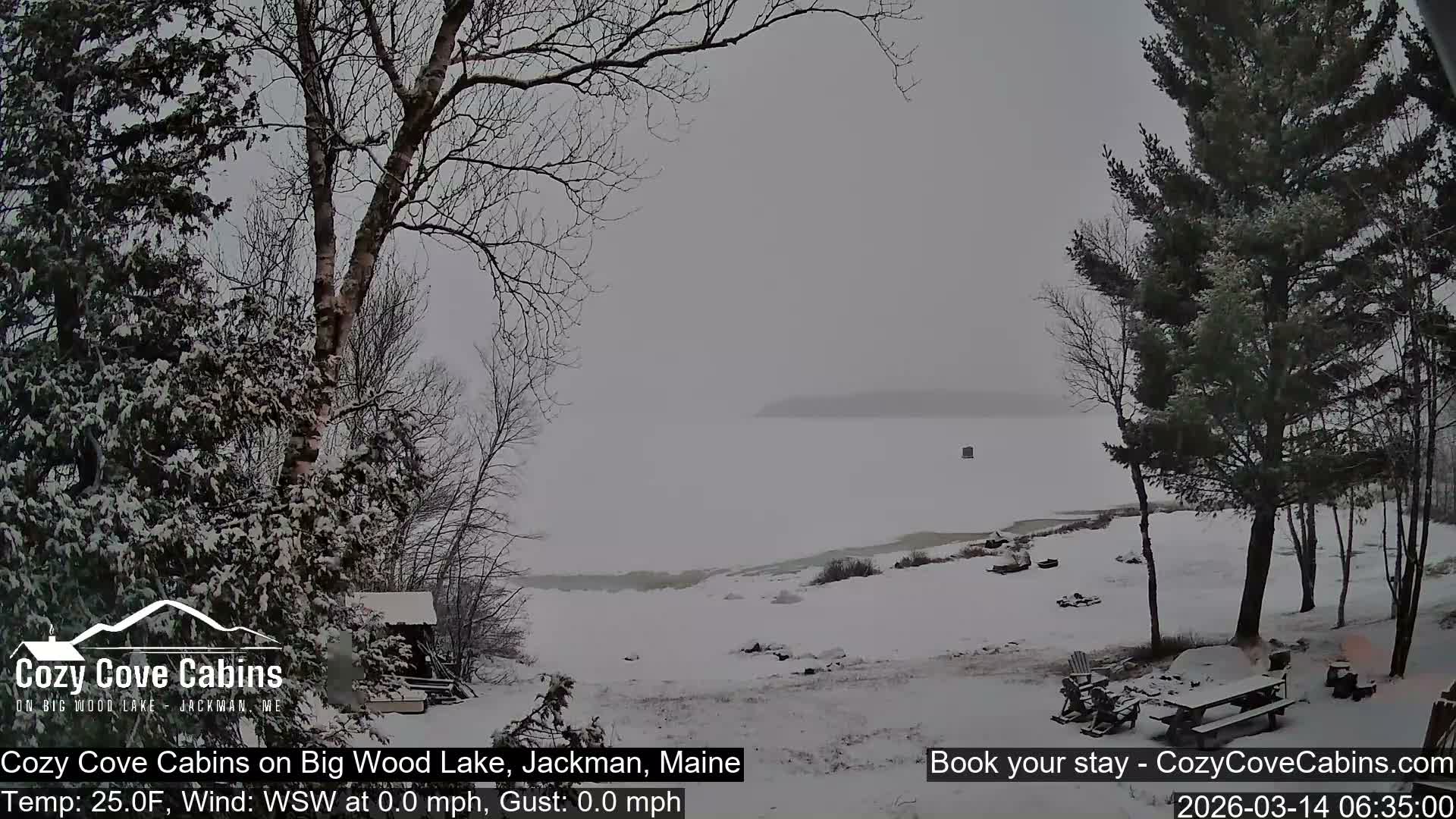 Cozy Cove Cabins, Wood Pond Live Cam - Jackman, Maine,  USA