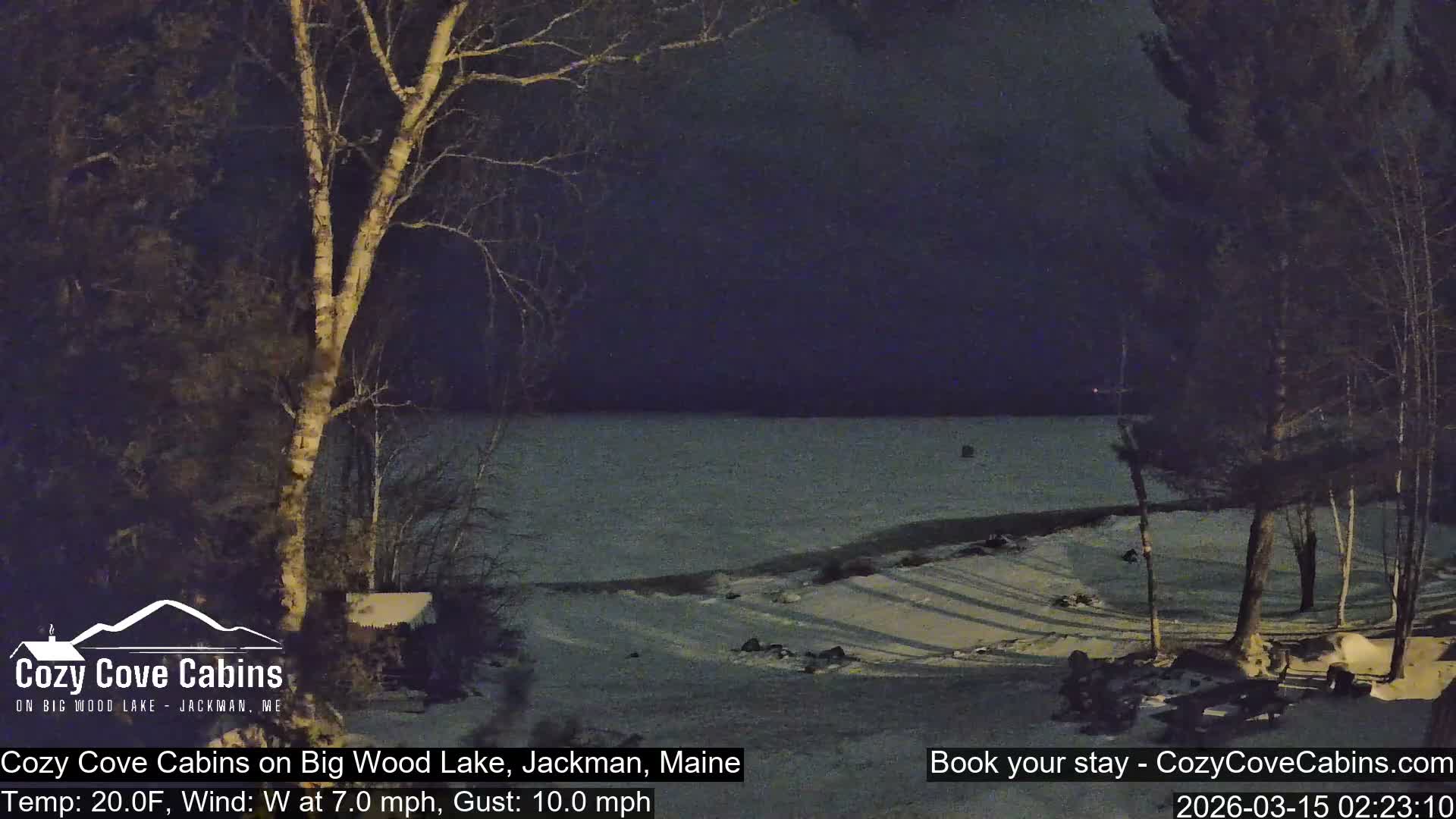Cozy Cove Cabins, Wood Pond Live Cam - Jackman, Maine,  USA