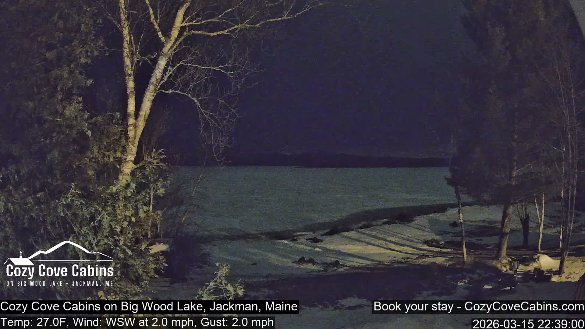 Cozy Cove Cabins, Wood Pond Live Cam - Jackman, Maine,  USA