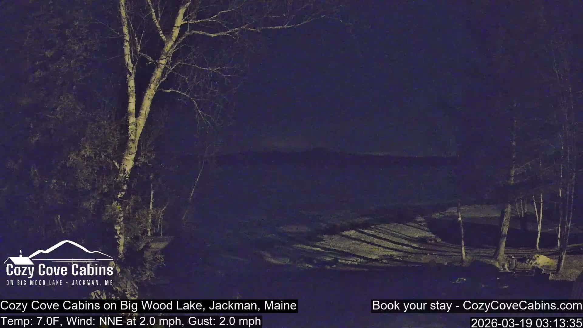 Cozy Cove Cabins, Wood Pond Live Cam - Jackman, Maine,  USA