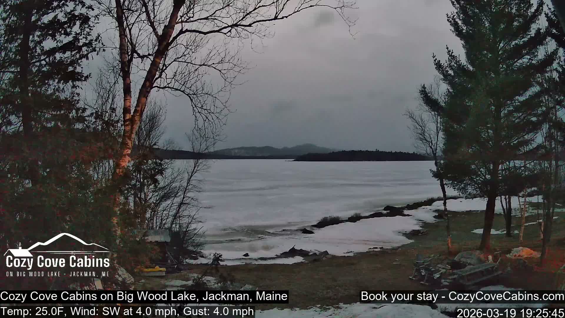 Cozy Cove Cabins, Wood Pond Live Cam - Jackman, Maine,  USA