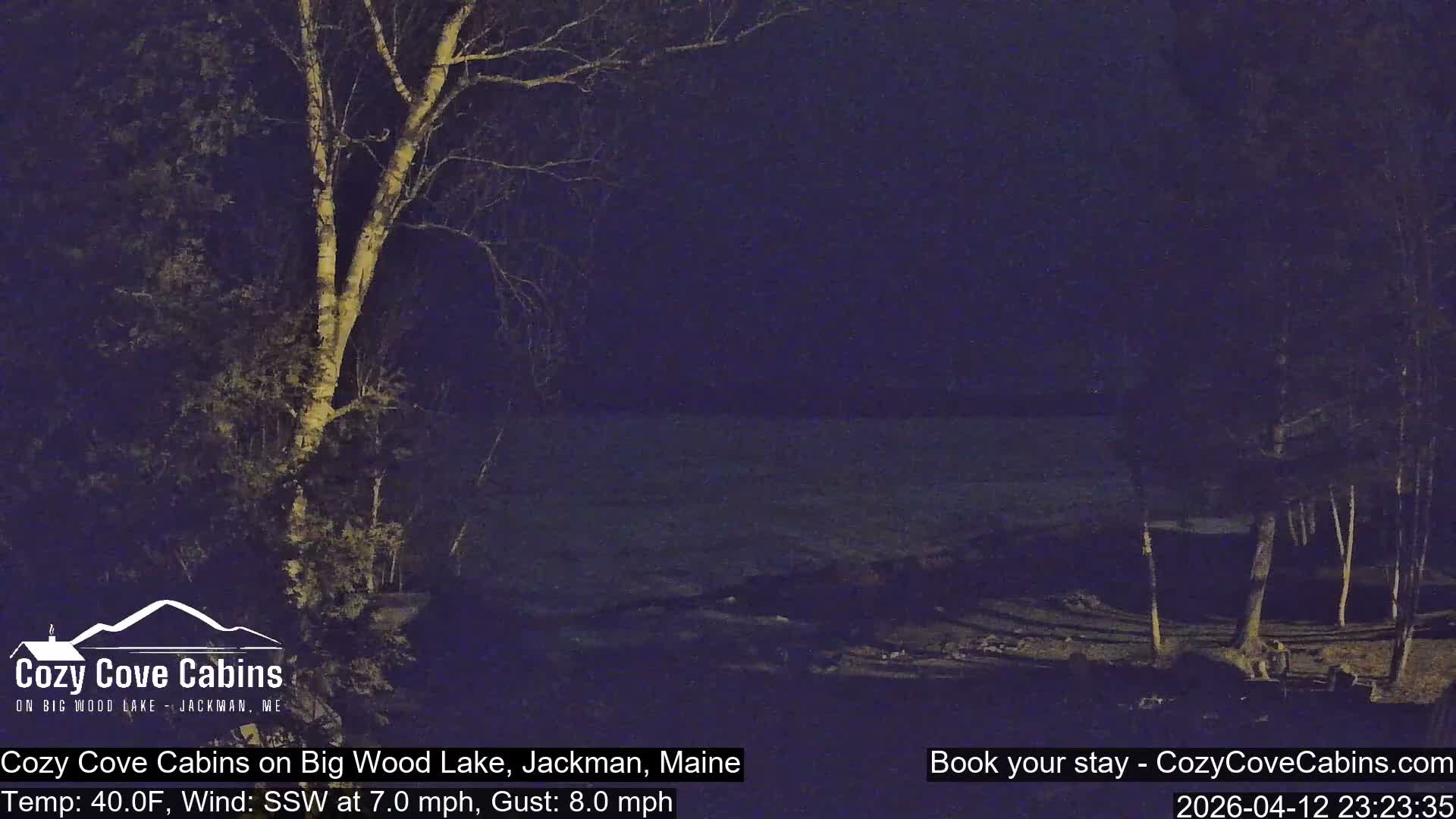 Cozy Cove Cabins, Wood Pond Live Cam - Jackman, Maine,  USA