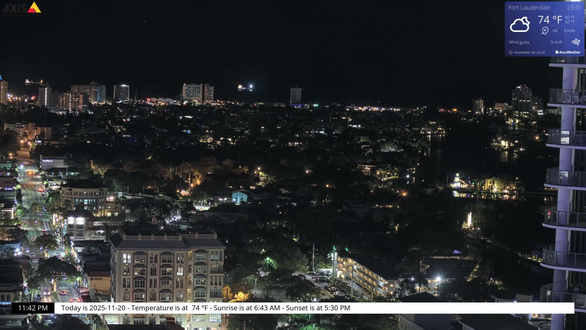 Fort Lauderdale Skyline Live Cam - Fort Lauderdale, Broward, Florida, USA