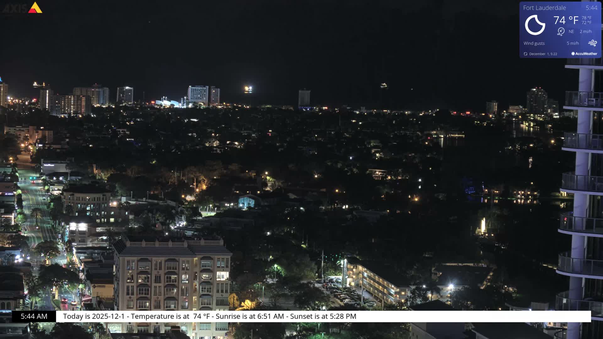 Fort Lauderdale Skyline Live Cam - Fort Lauderdale, Broward, Florida, USA