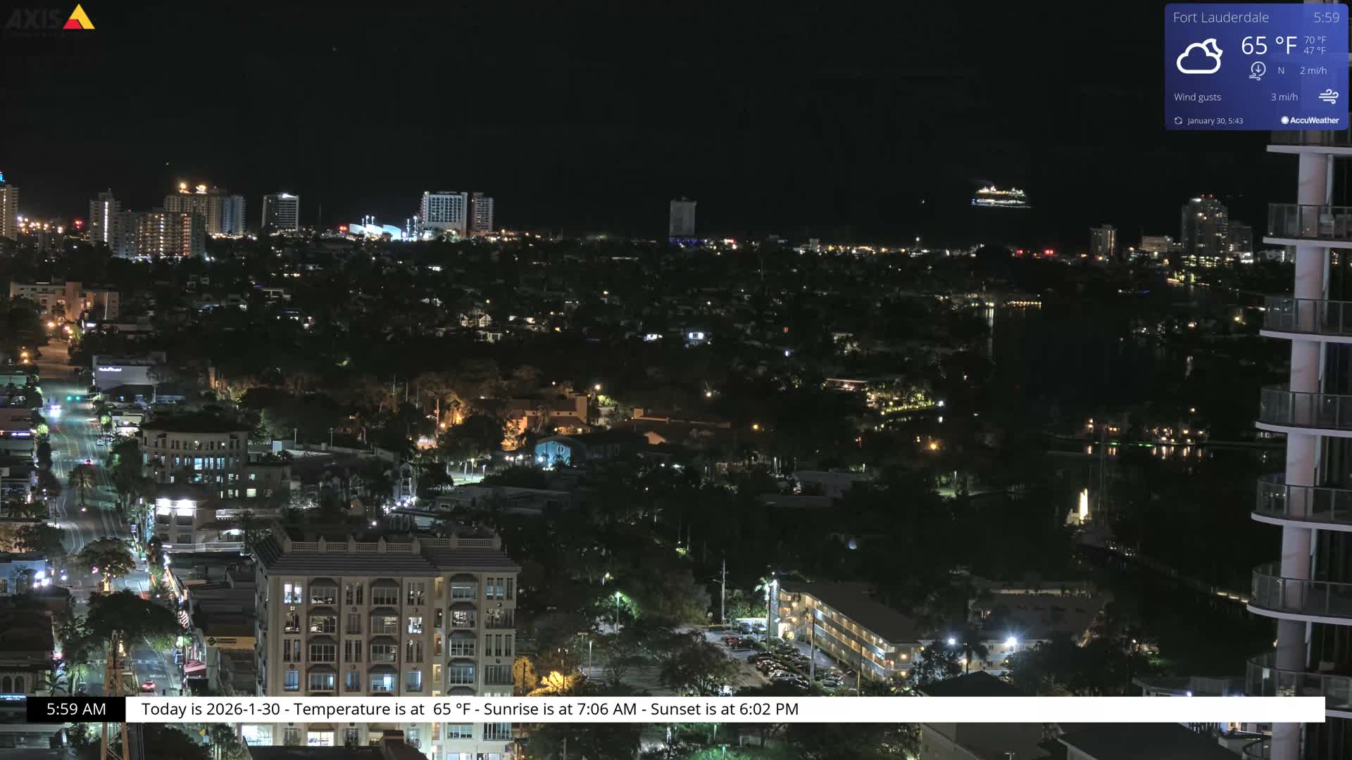 Fort Lauderdale Skyline Live Cam - Fort Lauderdale, Broward, Florida, USA
