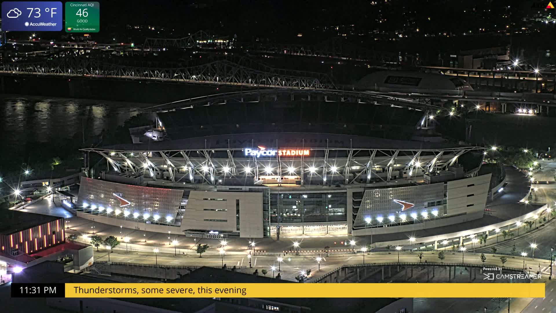 Cincinnati Skyline Live Cam - Cincinnati, Hamilton, Ohio, USA