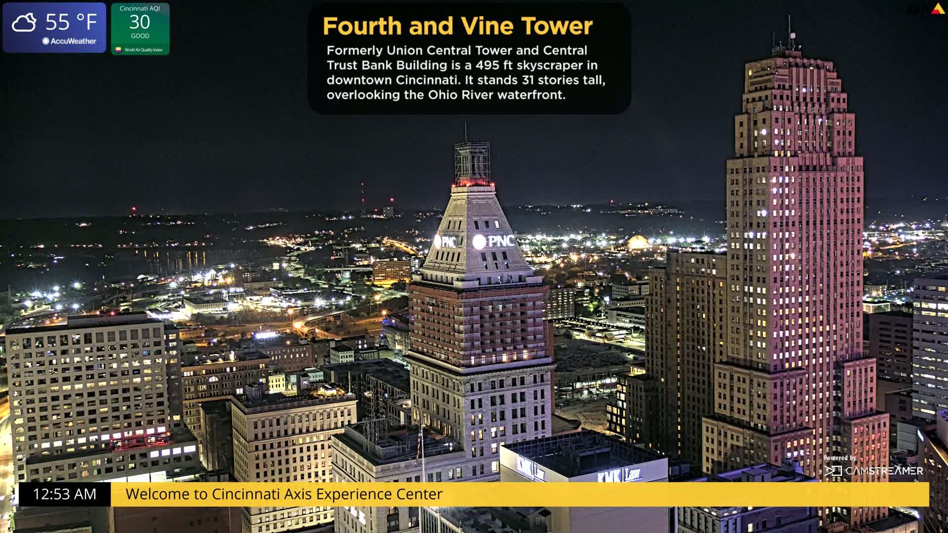 Cincinnati Skyline Live Cam - Cincinnati, Hamilton, Ohio, USA