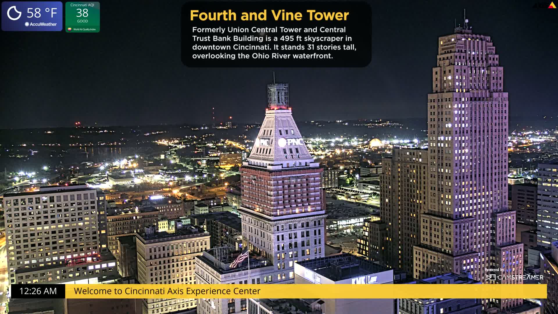 Cincinnati Skyline Live Cam - Cincinnati, Hamilton, Ohio, USA