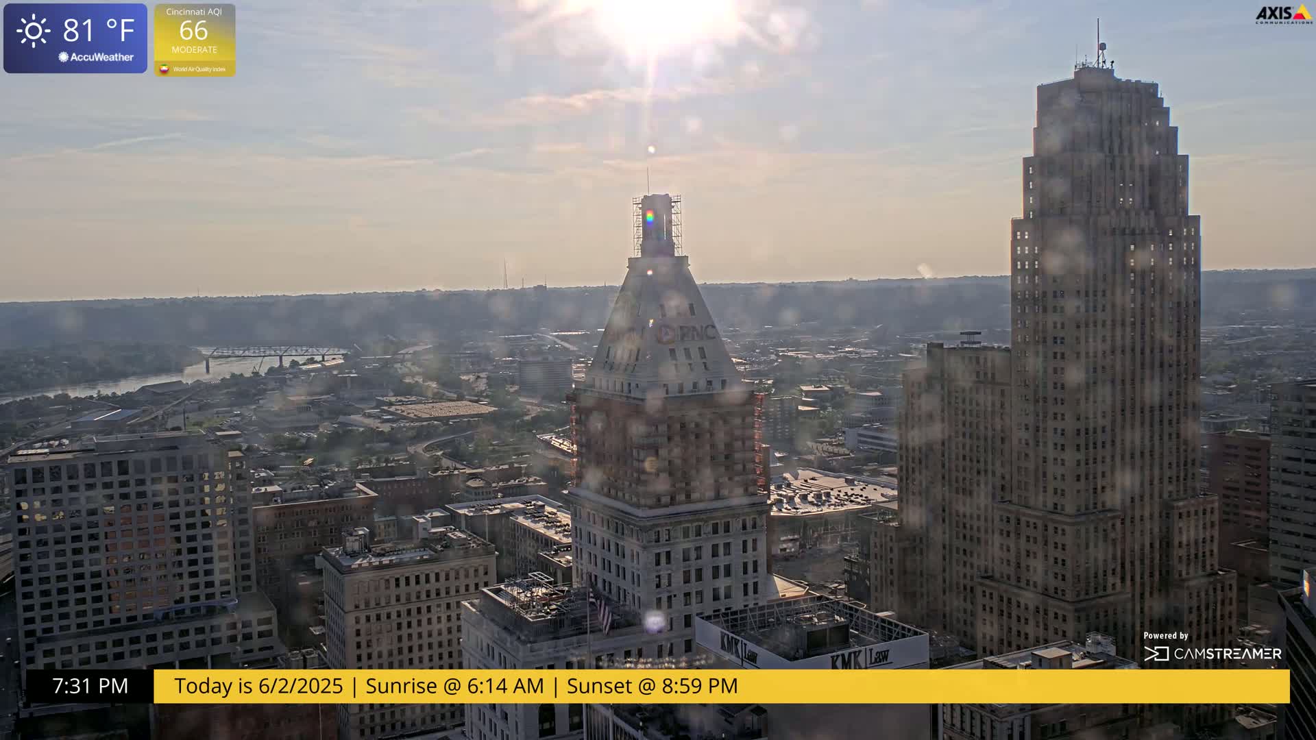 Cincinnati Skyline Live Cam - Cincinnati, Hamilton, Ohio, USA
