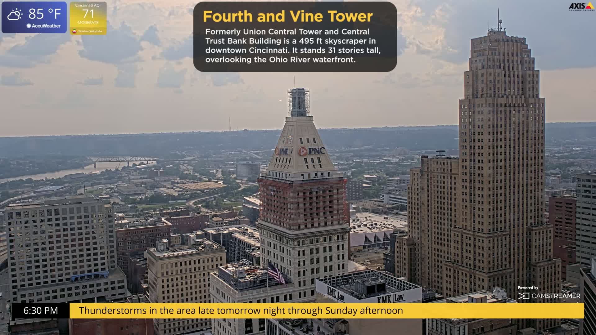 Cincinnati Skyline Live Cam - Cincinnati, Hamilton, Ohio, USA