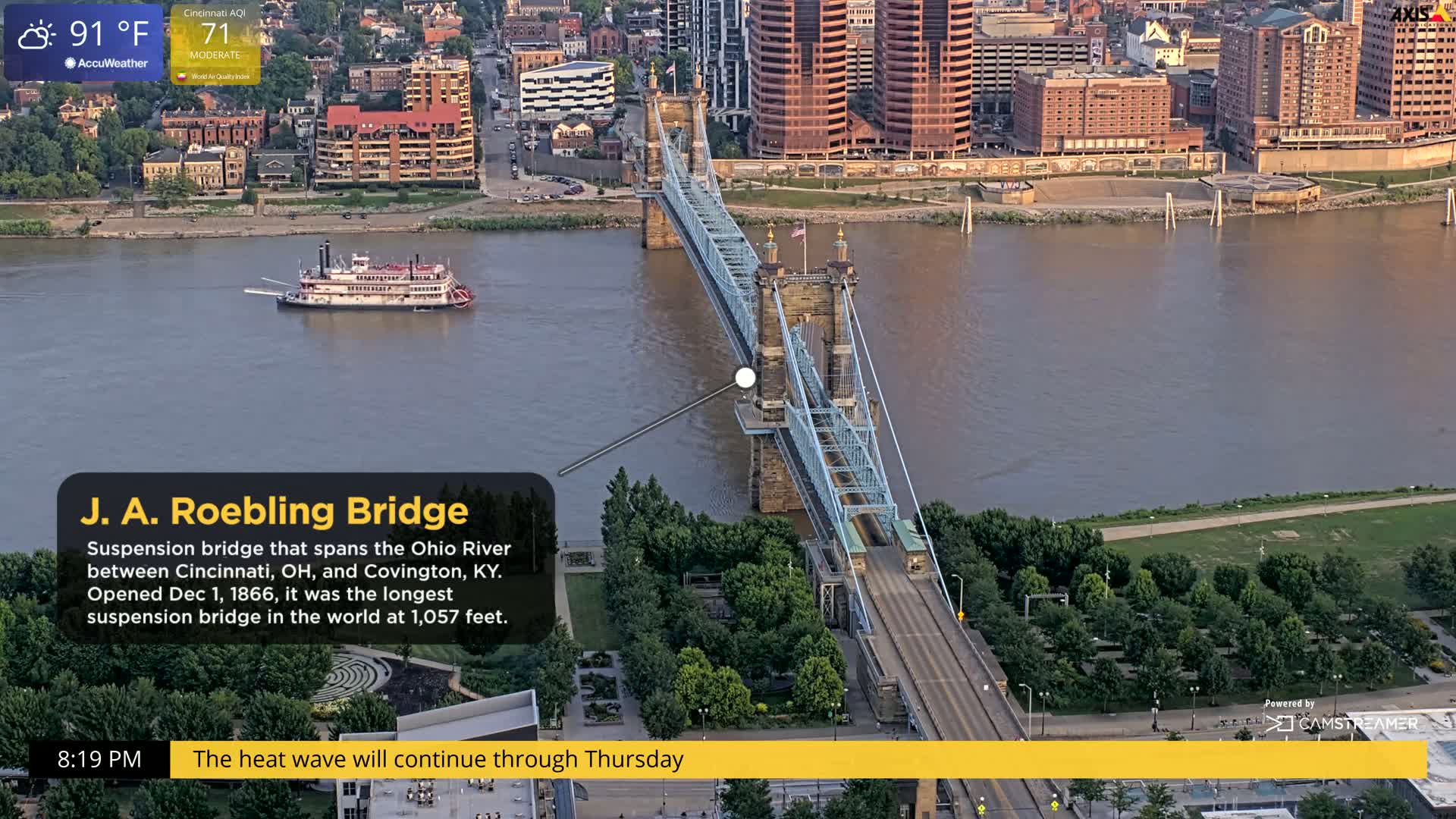 Cincinnati Skyline Live Cam - Cincinnati, Hamilton, Ohio, USA