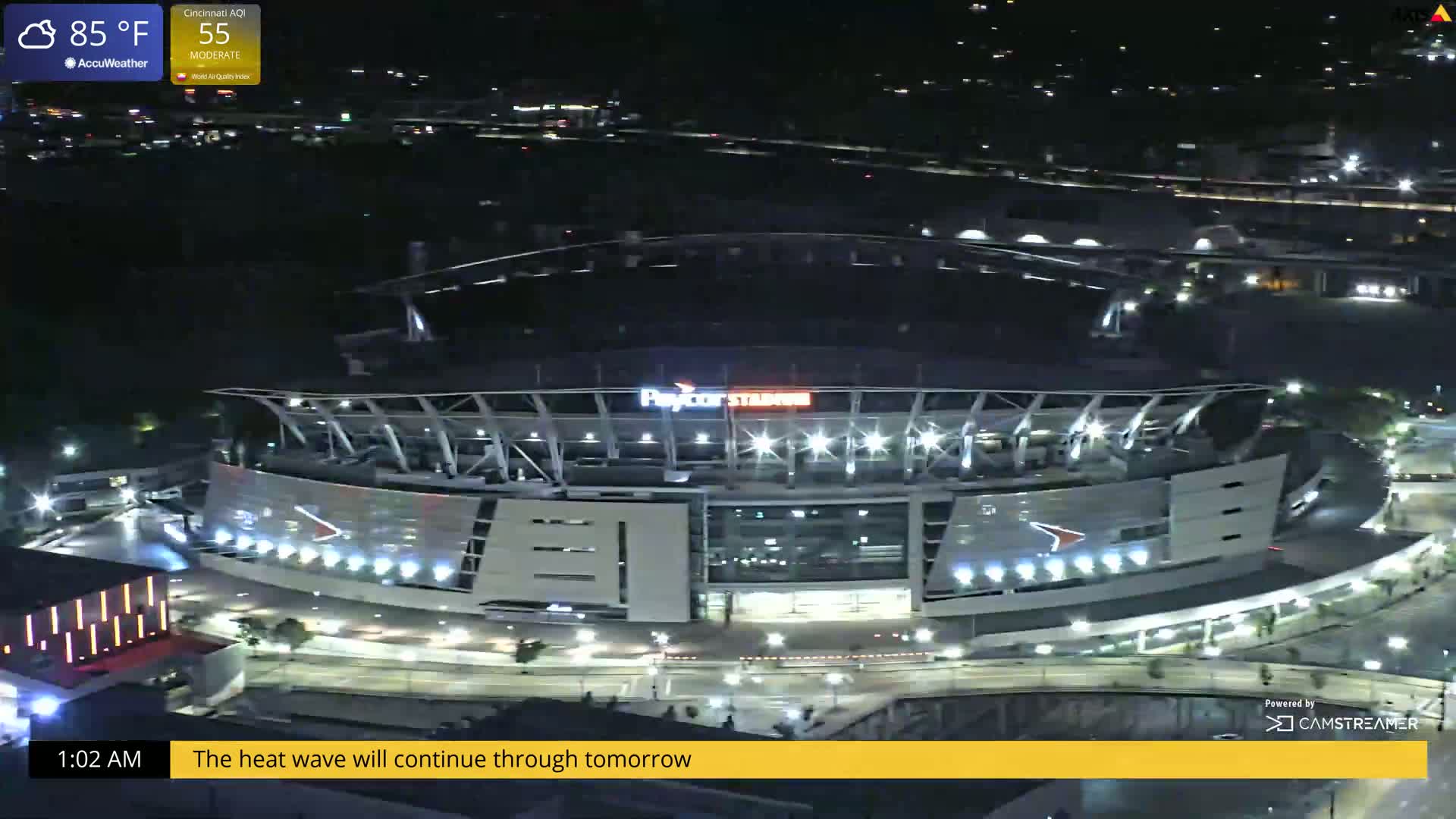 Cincinnati Skyline Live Cam - Cincinnati, Hamilton, Ohio, USA