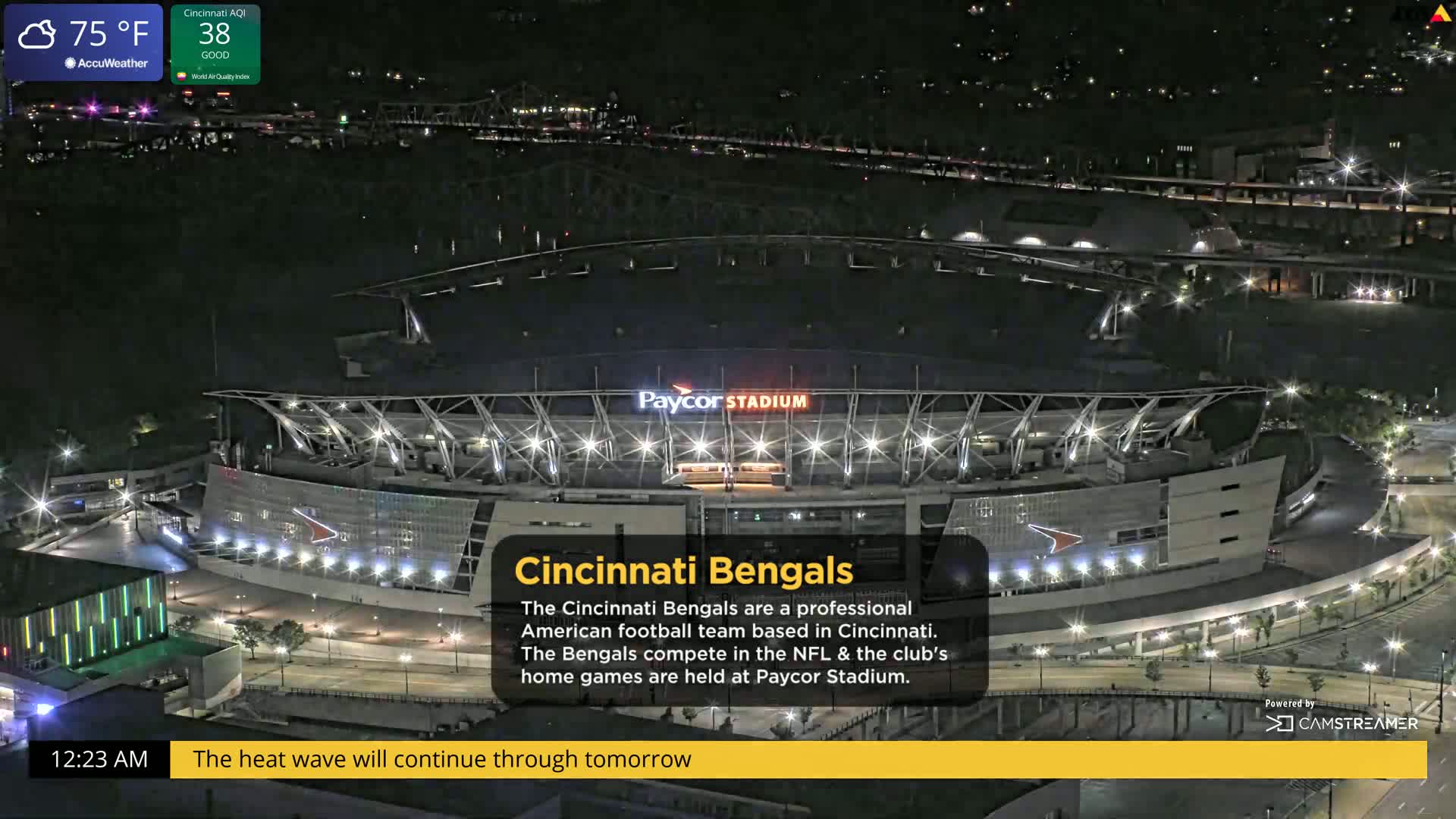 Cincinnati Skyline Live Cam - Cincinnati, Hamilton, Ohio, USA