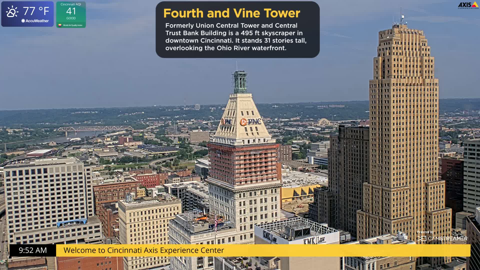 Cincinnati Skyline Live Cam - Cincinnati, Hamilton, Ohio, USA