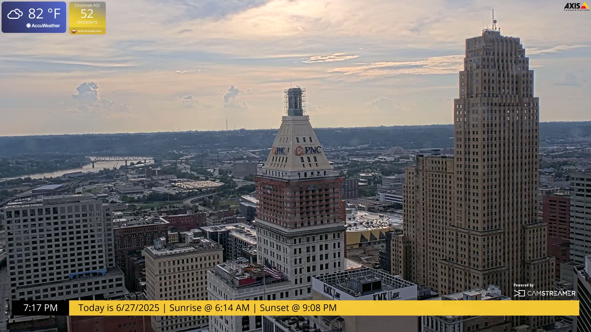 Cincinnati Skyline Live Cam - Cincinnati, Hamilton, Ohio, USA
