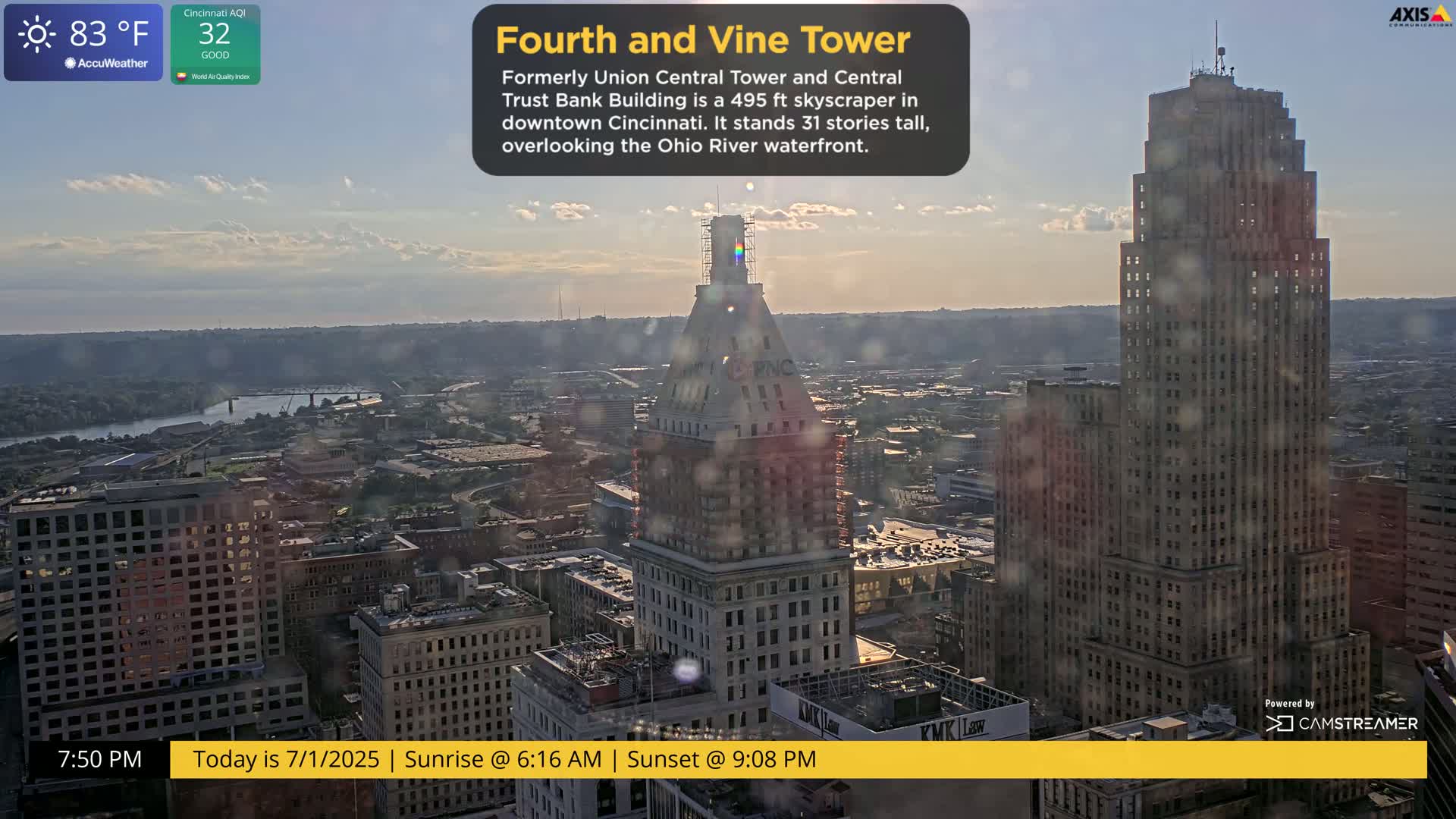 Cincinnati Skyline Live Cam - Cincinnati, Hamilton, Ohio, USA