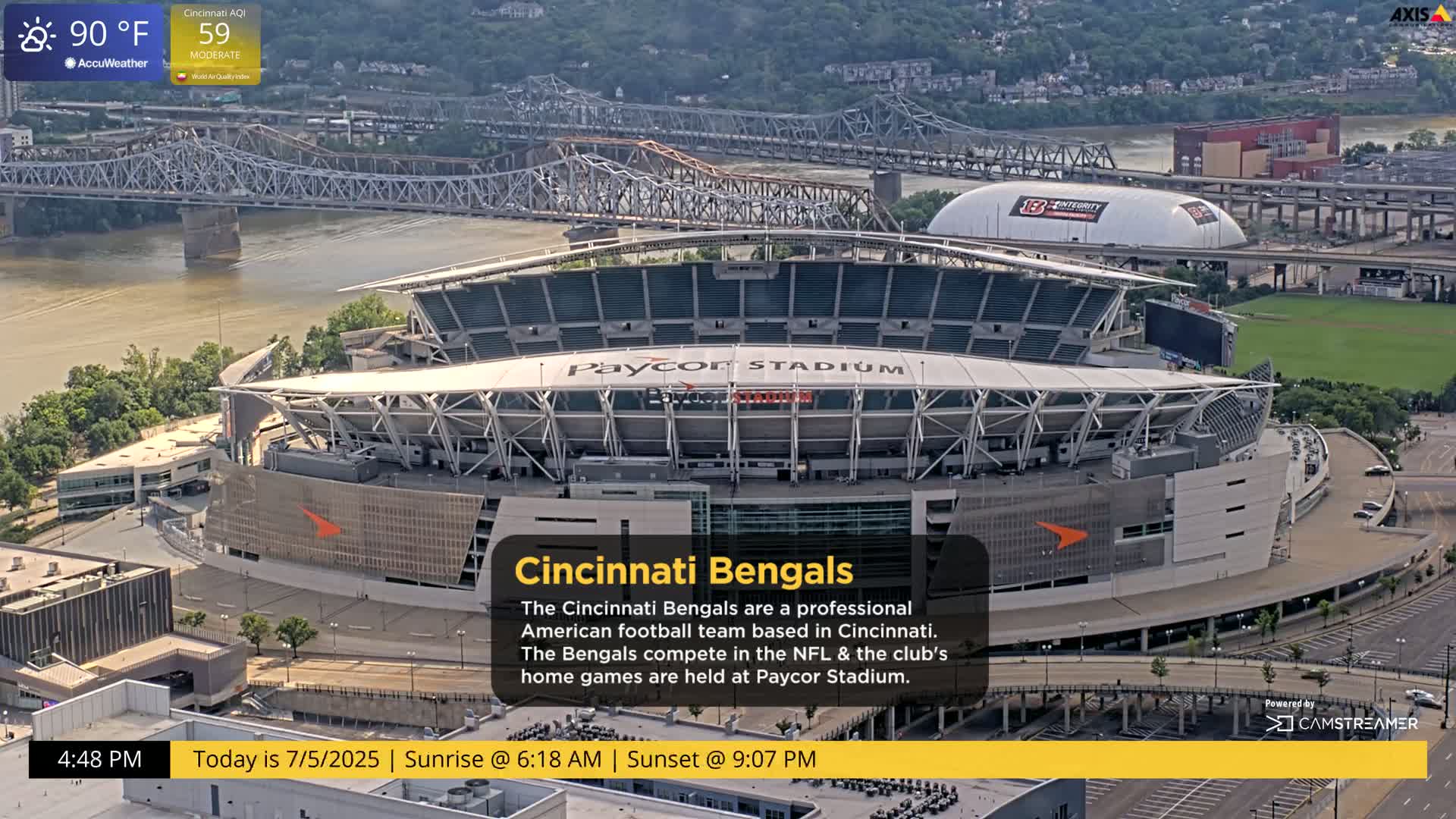 Cincinnati Skyline Live Cam - Cincinnati, Hamilton, Ohio, USA