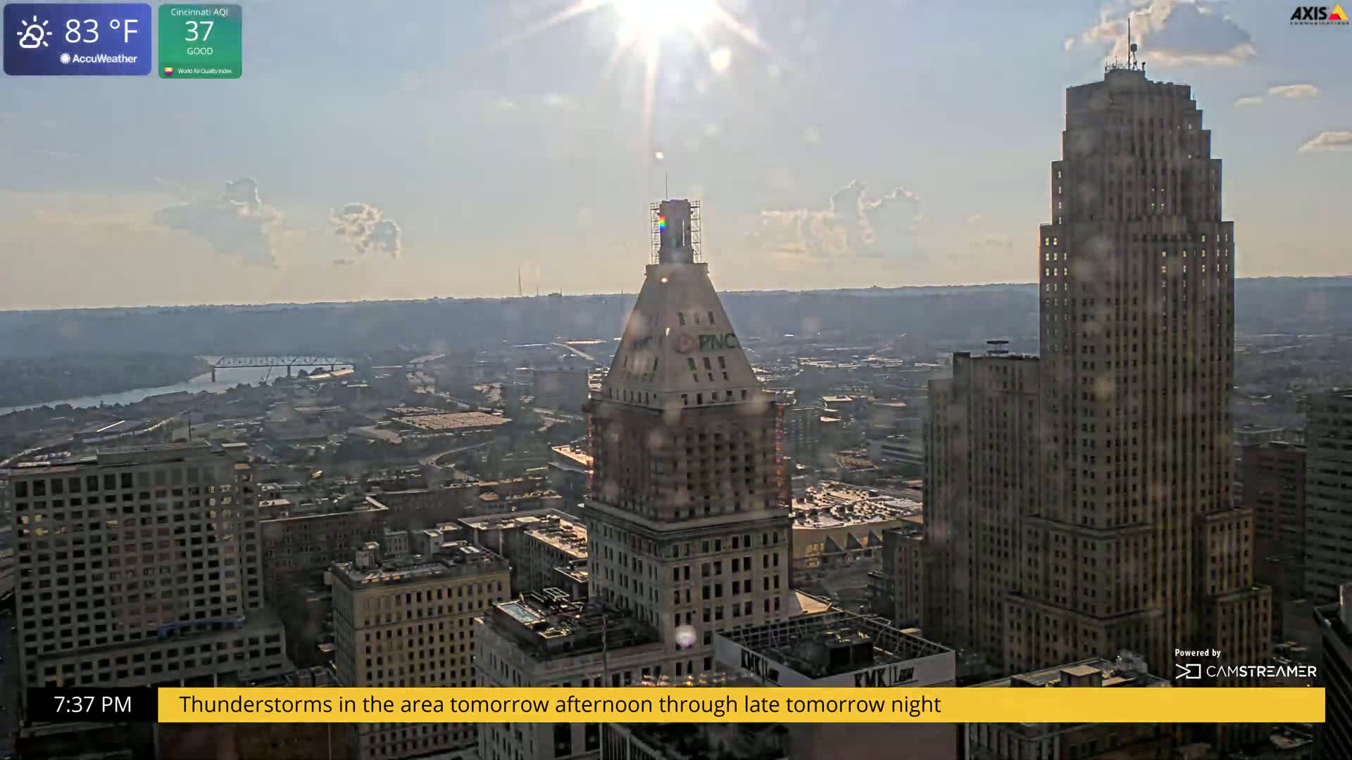 Cincinnati Skyline Live Cam - Cincinnati, Hamilton, Ohio, USA