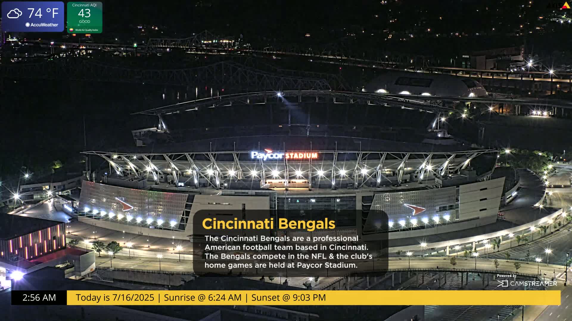 Cincinnati Skyline Live Cam - Cincinnati, Hamilton, Ohio, USA