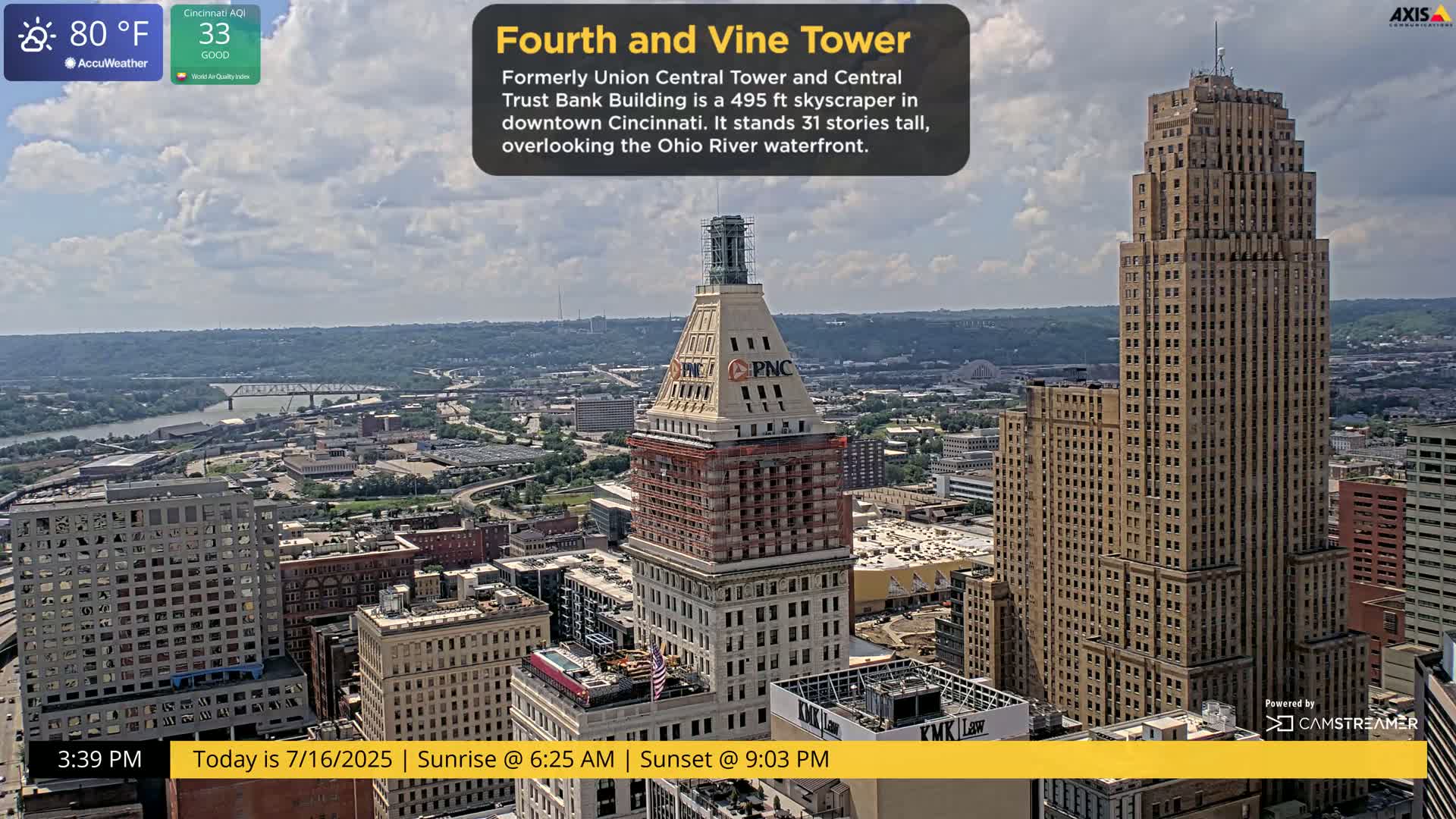 Cincinnati Skyline Live Cam - Cincinnati, Hamilton, Ohio, USA