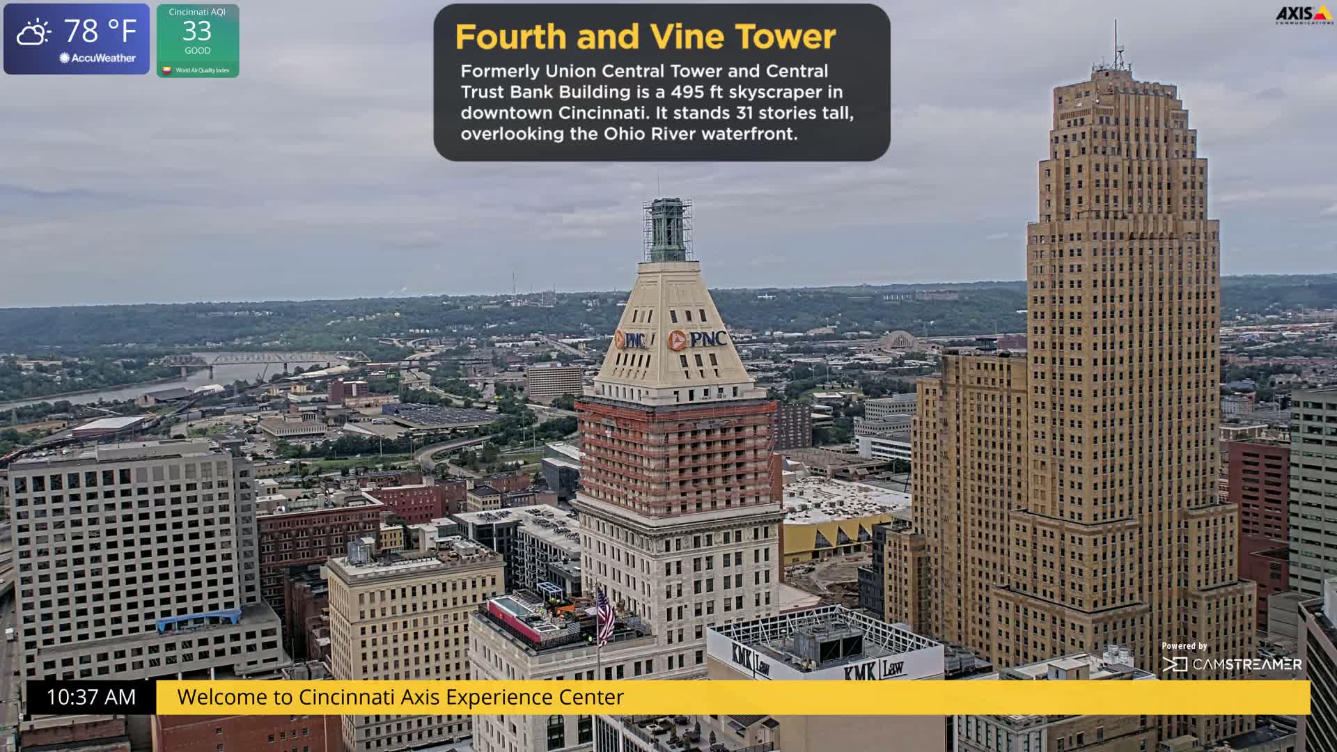 Cincinnati Skyline Live Cam - Cincinnati, Hamilton, Ohio, USA