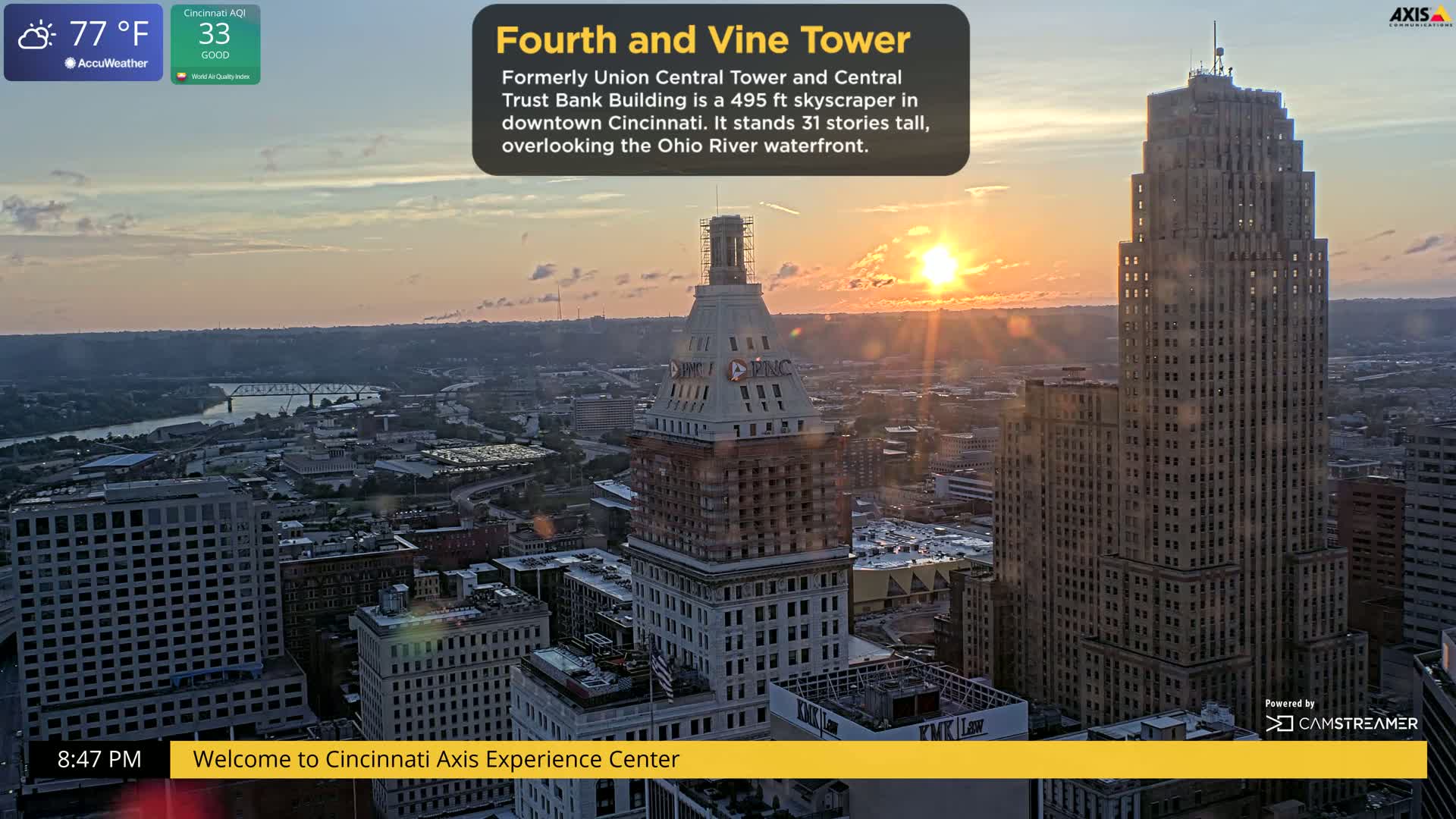 Cincinnati Skyline Live Cam - Cincinnati, Hamilton, Ohio, USA