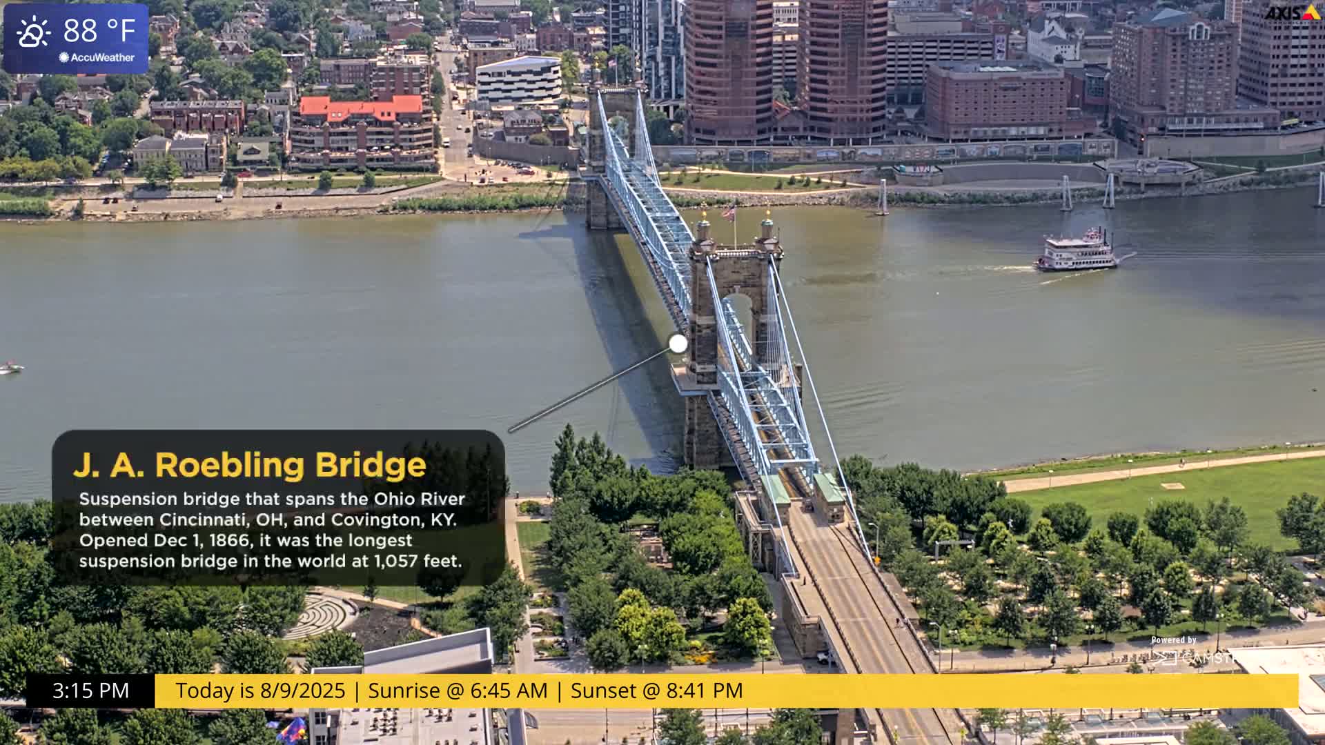Cincinnati Skyline Live Cam - Cincinnati, Hamilton, Ohio, USA