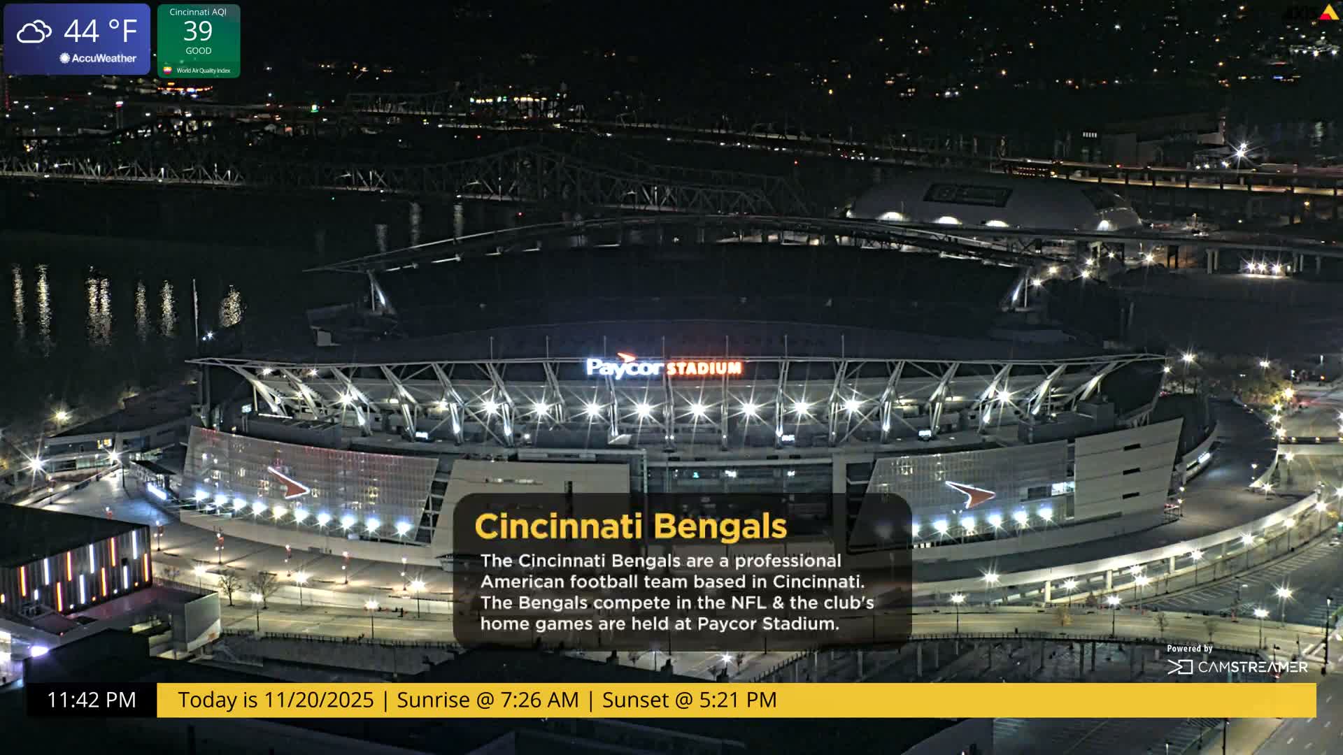 Cincinnati Skyline Live Cam - Cincinnati, Hamilton, Ohio, USA