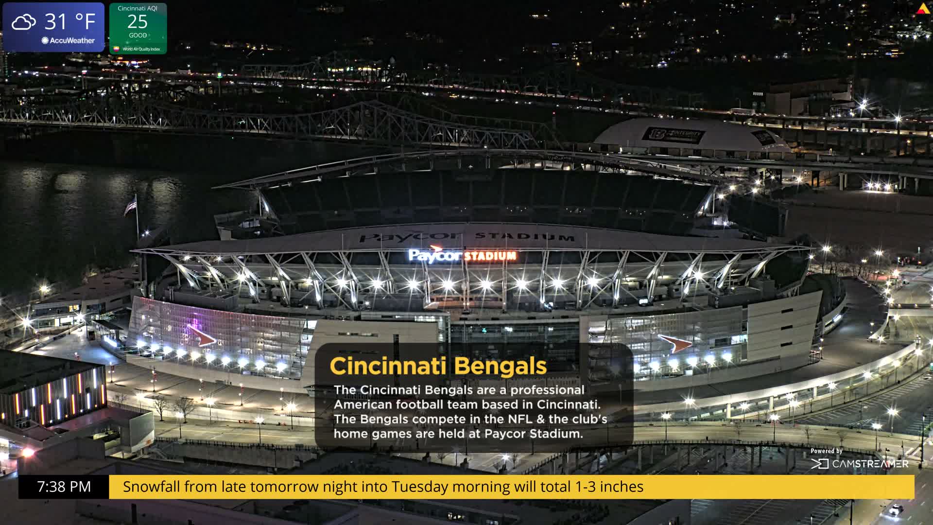 Cincinnati Skyline Live Cam - Cincinnati, Hamilton, Ohio, USA