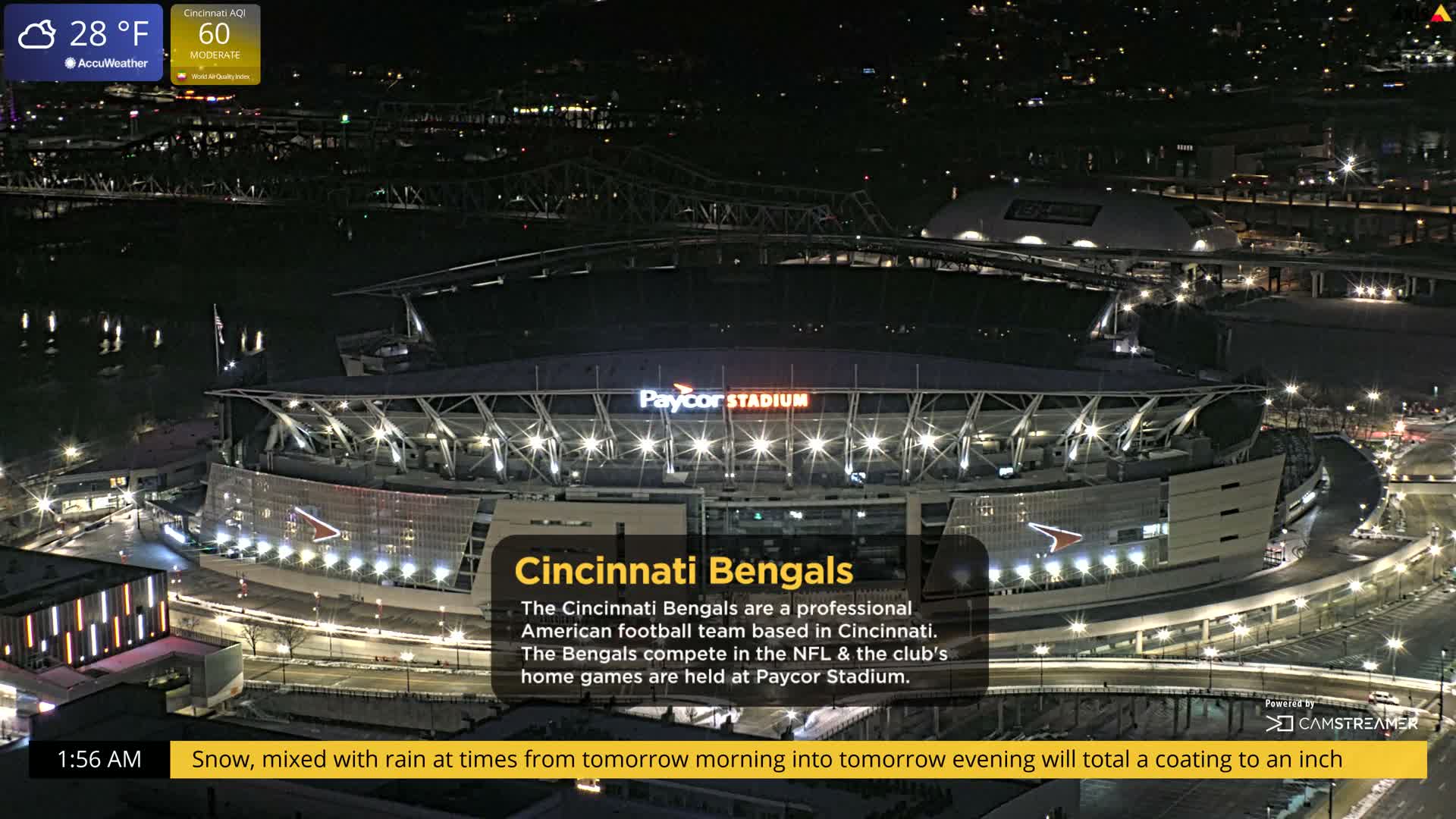 Cincinnati Skyline Live Cam - Cincinnati, Hamilton, Ohio, USA