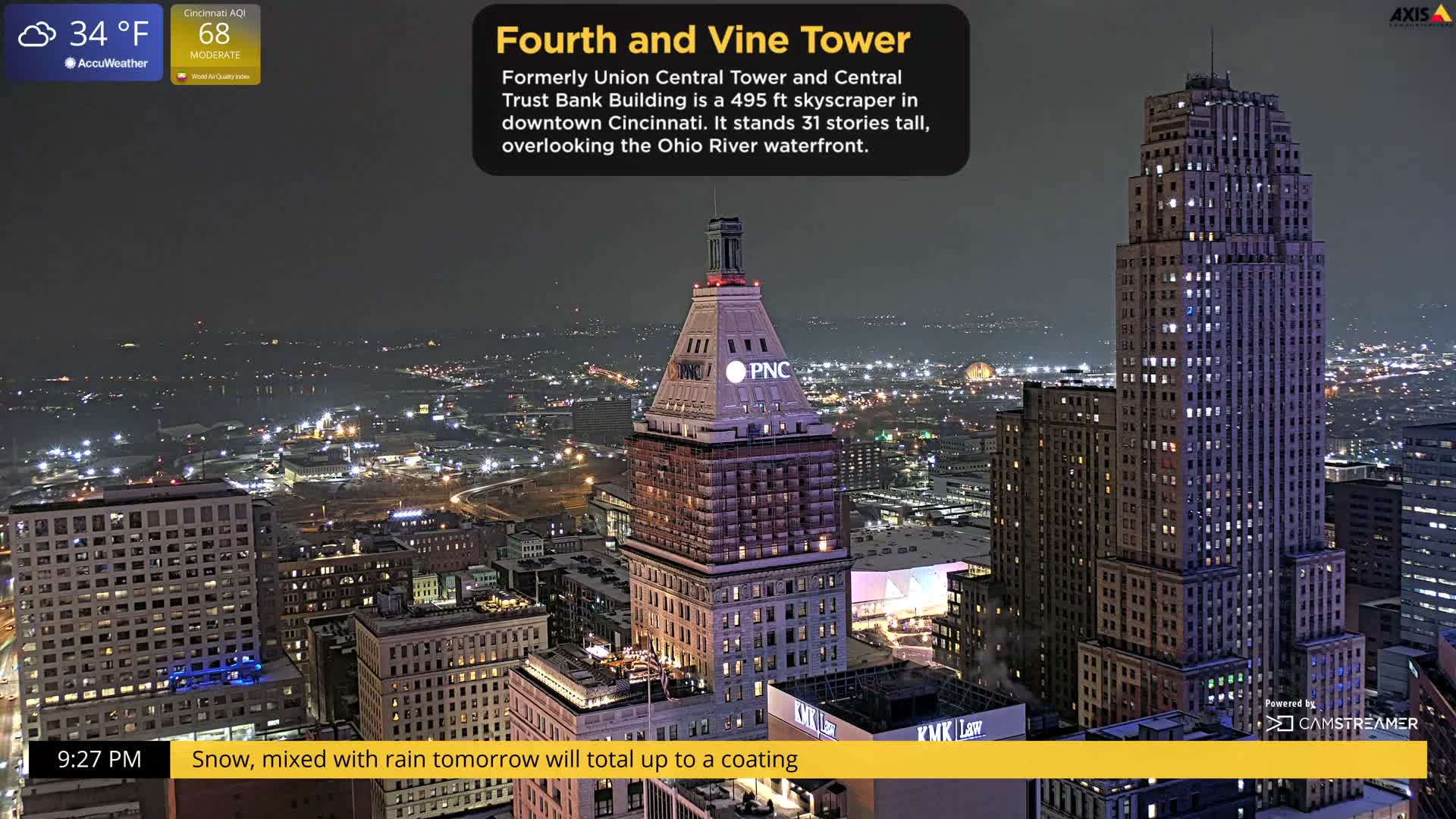 Cincinnati Skyline Live Cam - Cincinnati, Hamilton, Ohio, USA