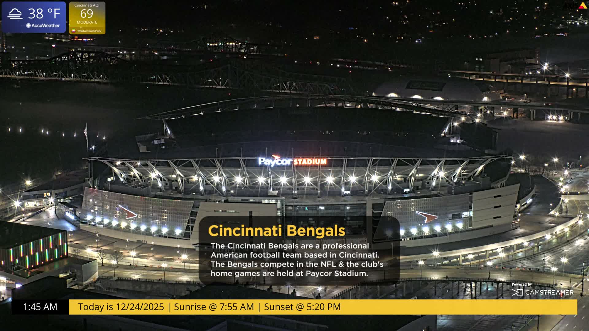 Cincinnati Skyline Live Cam - Cincinnati, Hamilton, Ohio, USA