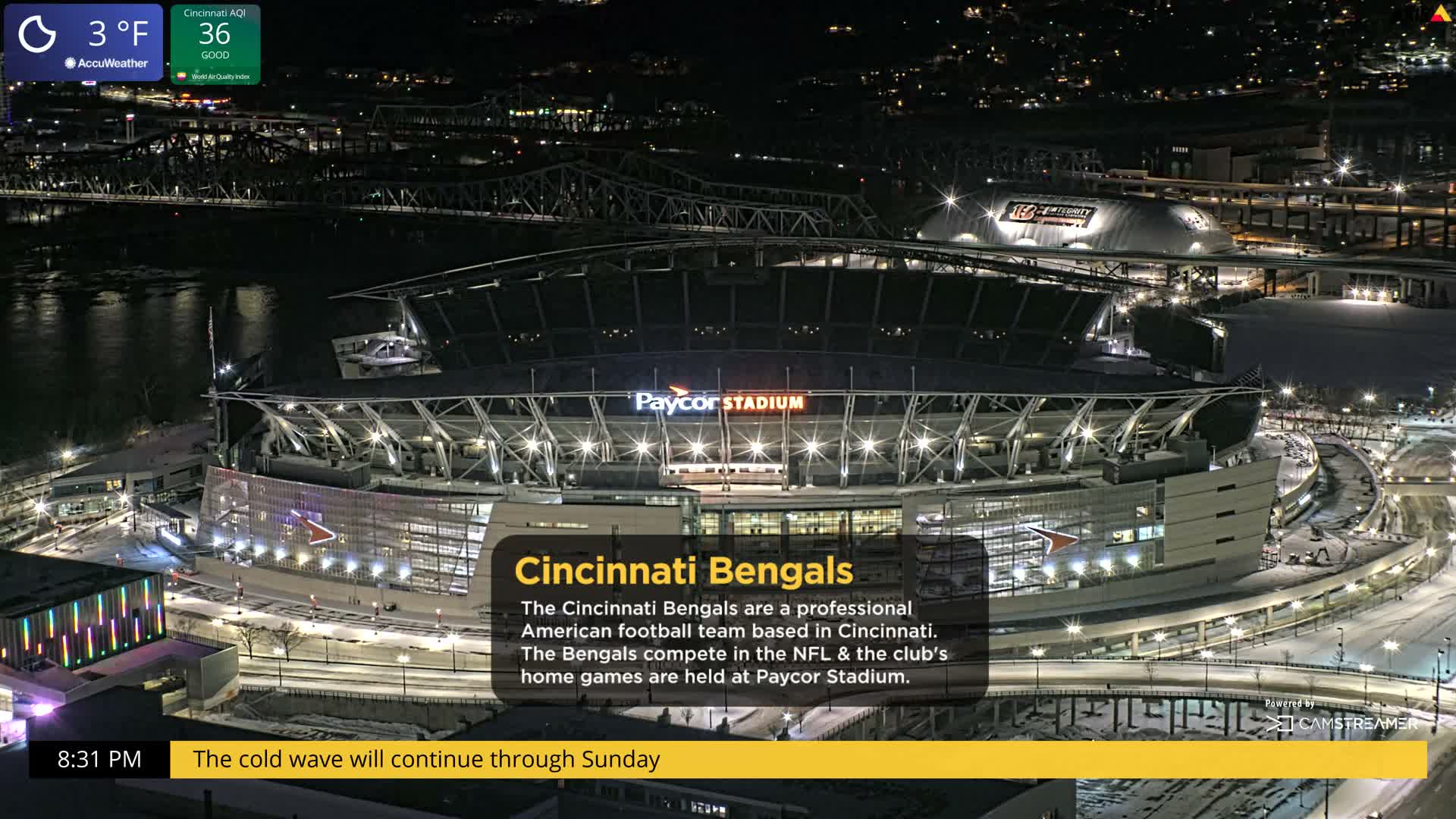 Cincinnati Skyline Live Cam - Cincinnati, Hamilton, Ohio, USA