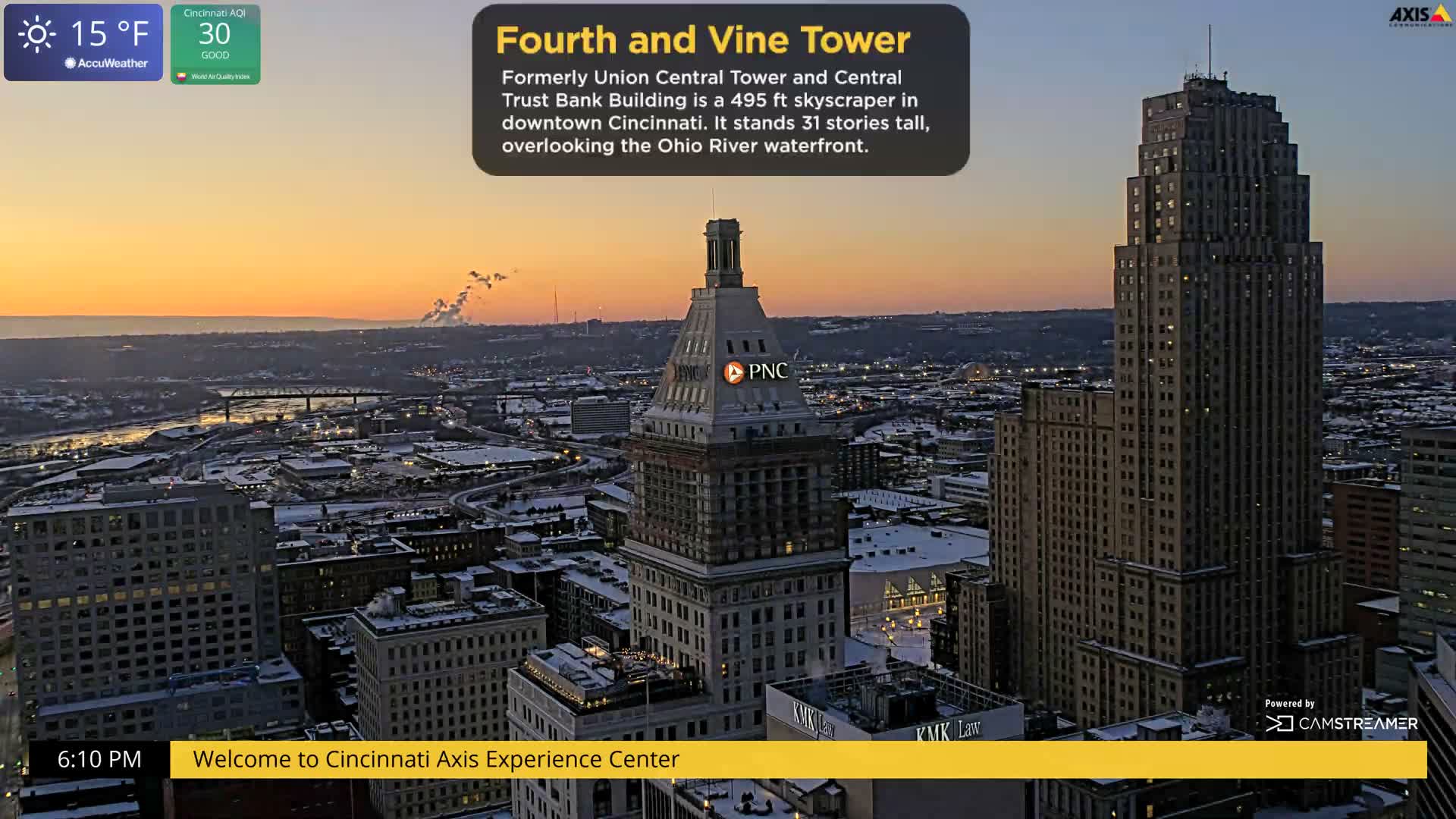 Cincinnati Skyline Live Cam - Cincinnati, Hamilton, Ohio, USA