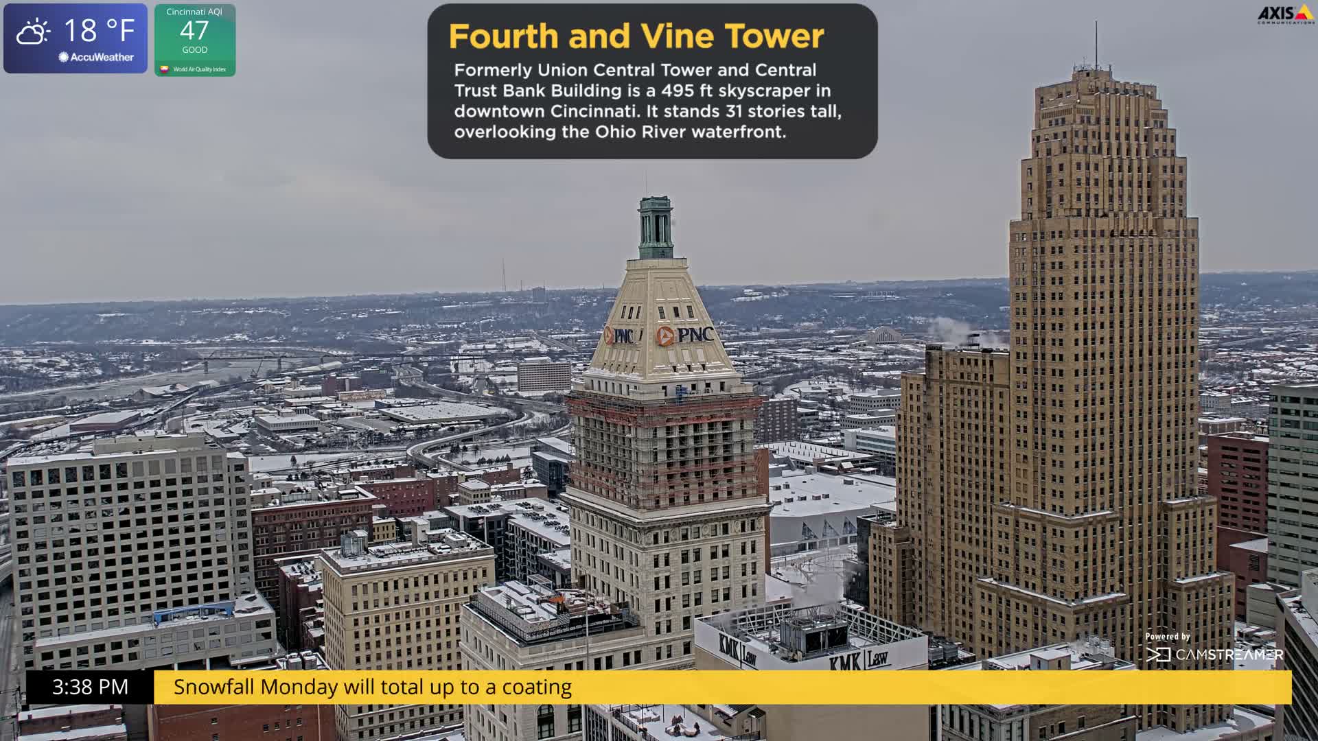 Cincinnati Skyline Live Cam - Cincinnati, Hamilton, Ohio, USA