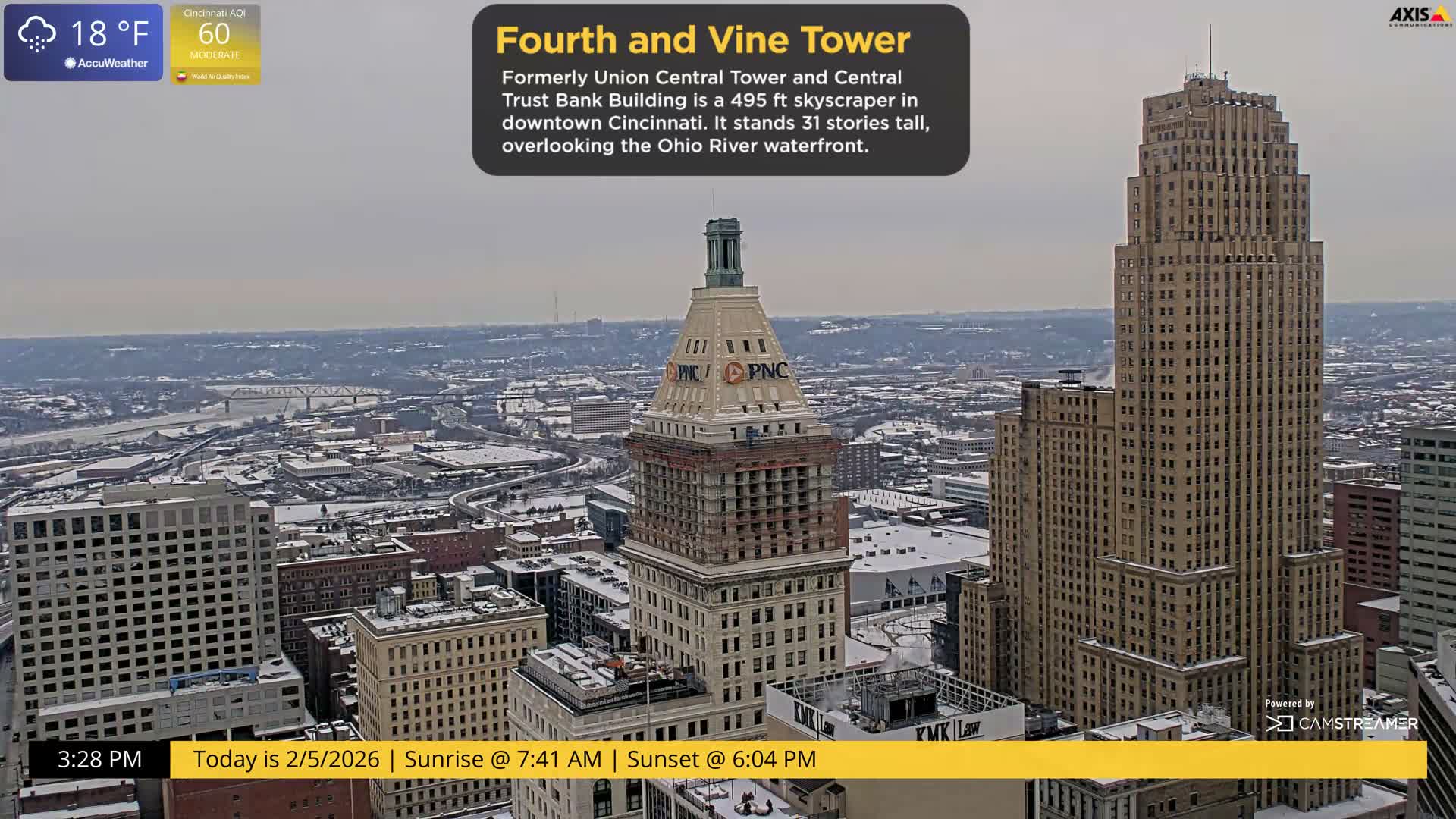 Cincinnati Skyline Live Cam - Cincinnati, Hamilton, Ohio, USA