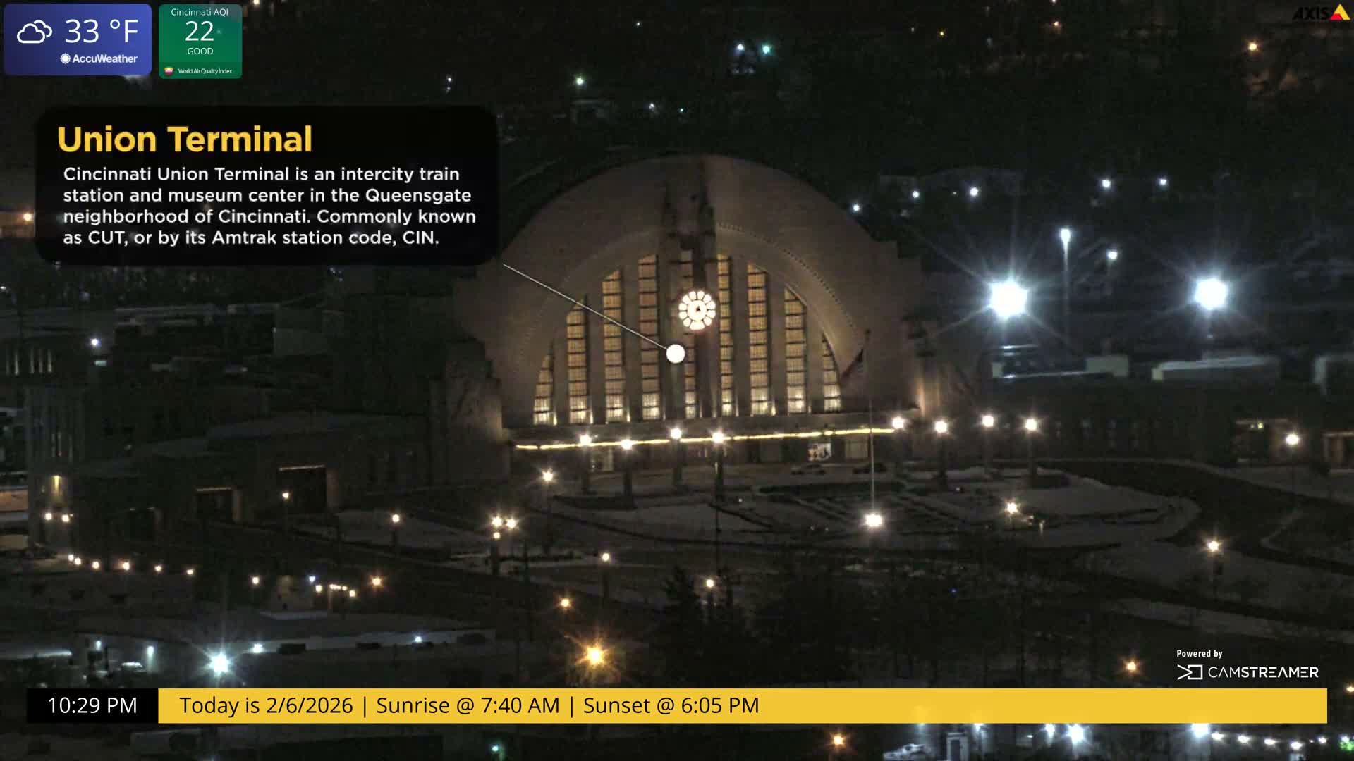 Cincinnati Skyline Live Cam - Cincinnati, Hamilton, Ohio, USA