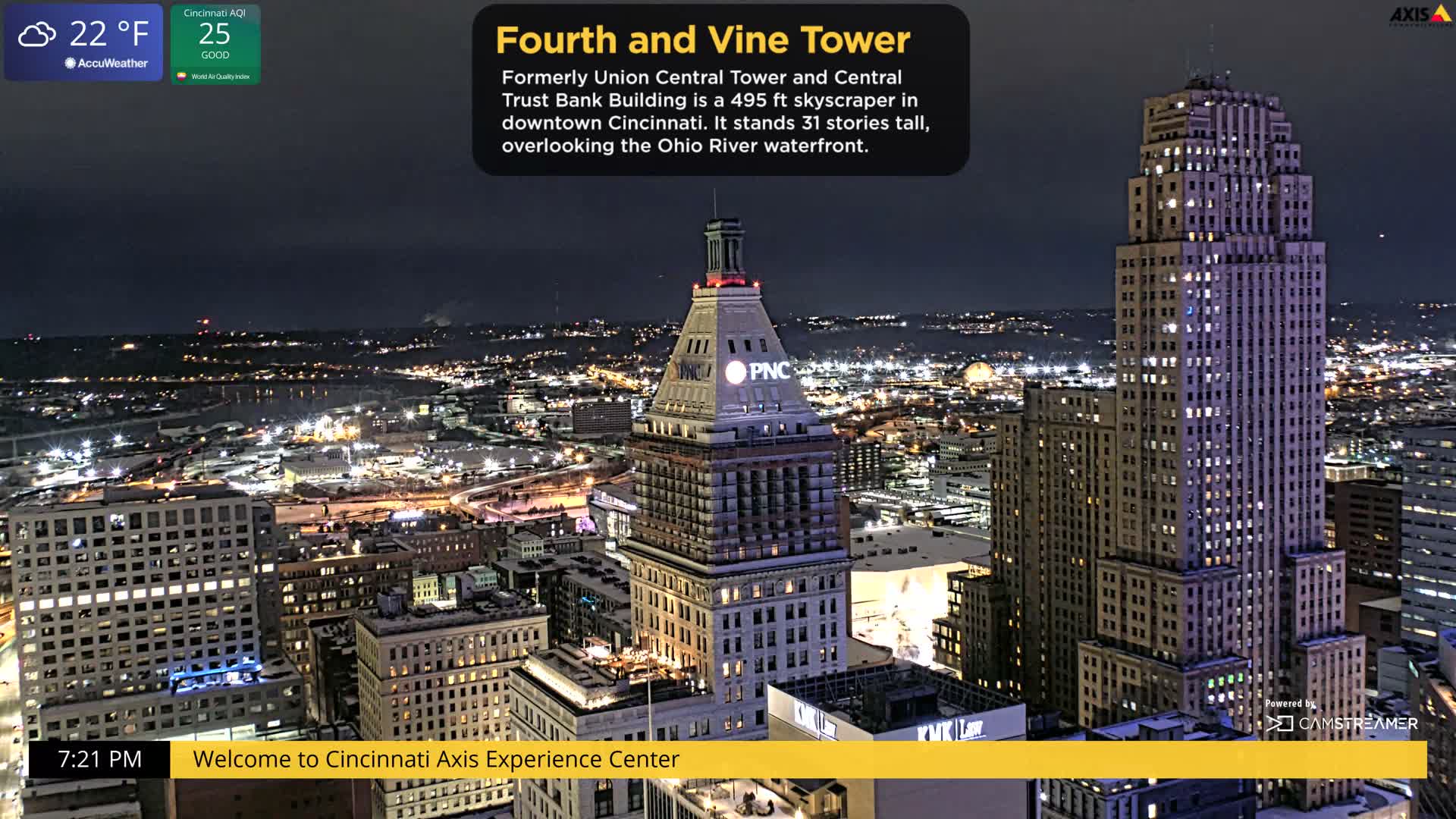 Cincinnati Skyline Live Cam - Cincinnati, Hamilton, Ohio, USA