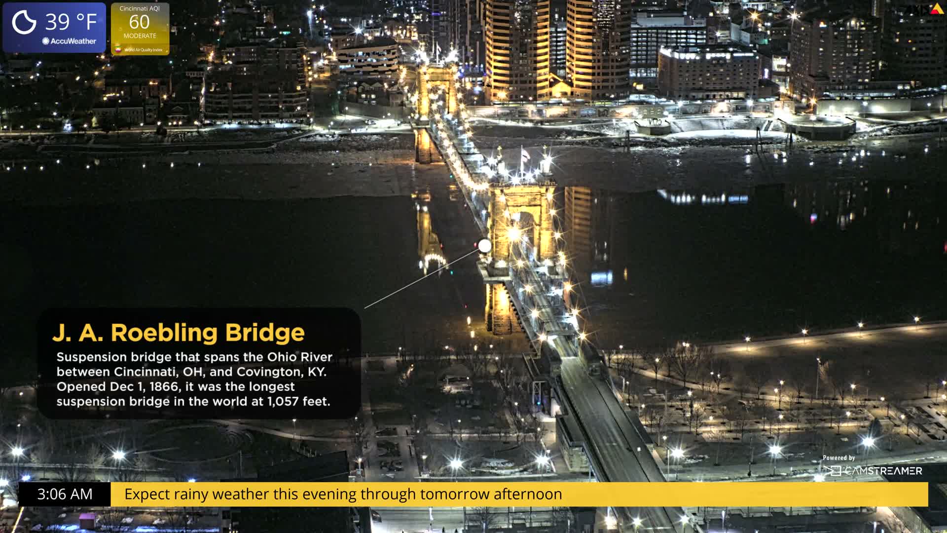 Cincinnati Skyline Live Cam - Cincinnati, Hamilton, Ohio, USA