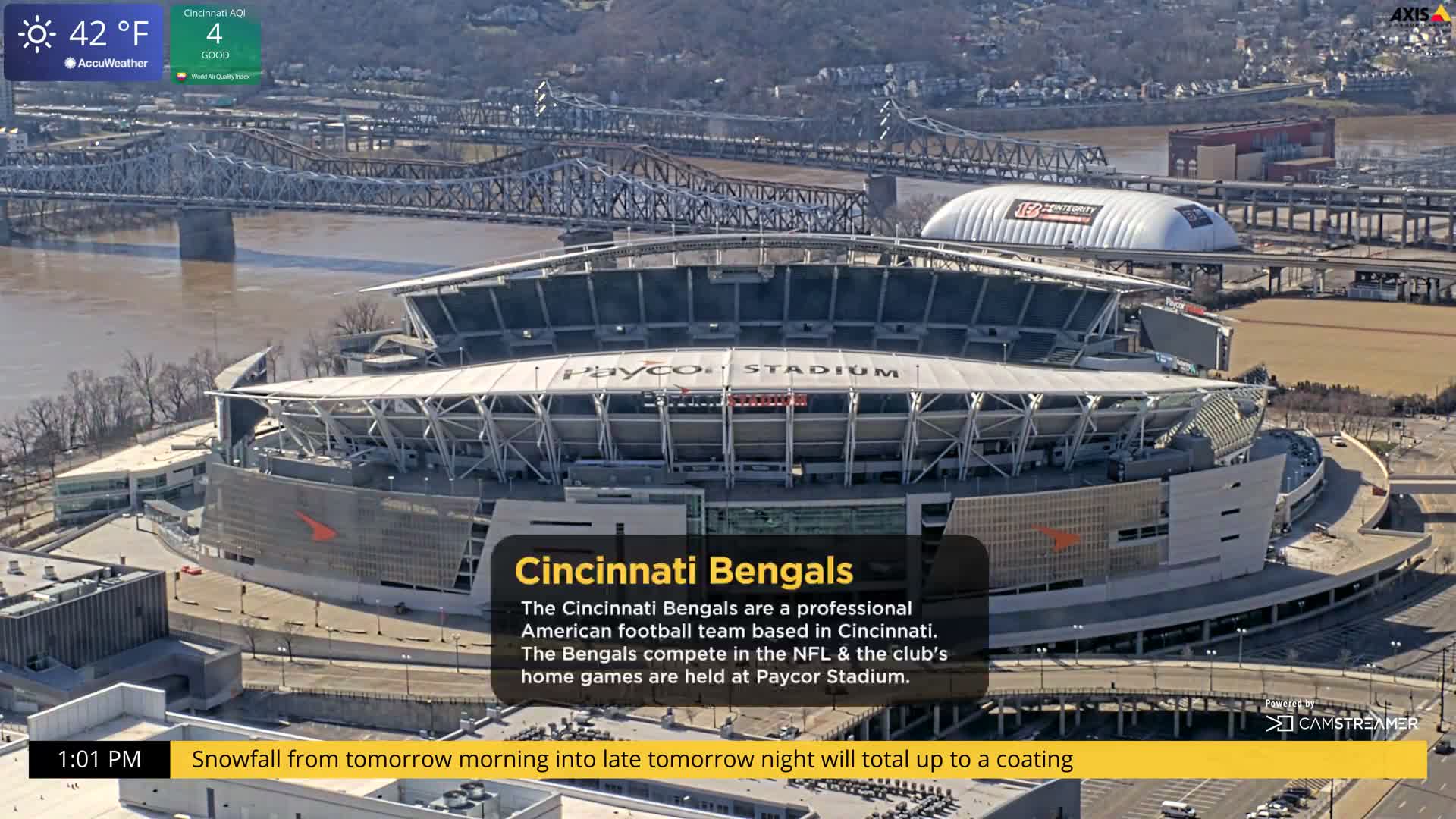 Cincinnati Skyline Live Cam - Cincinnati, Hamilton, Ohio, USA