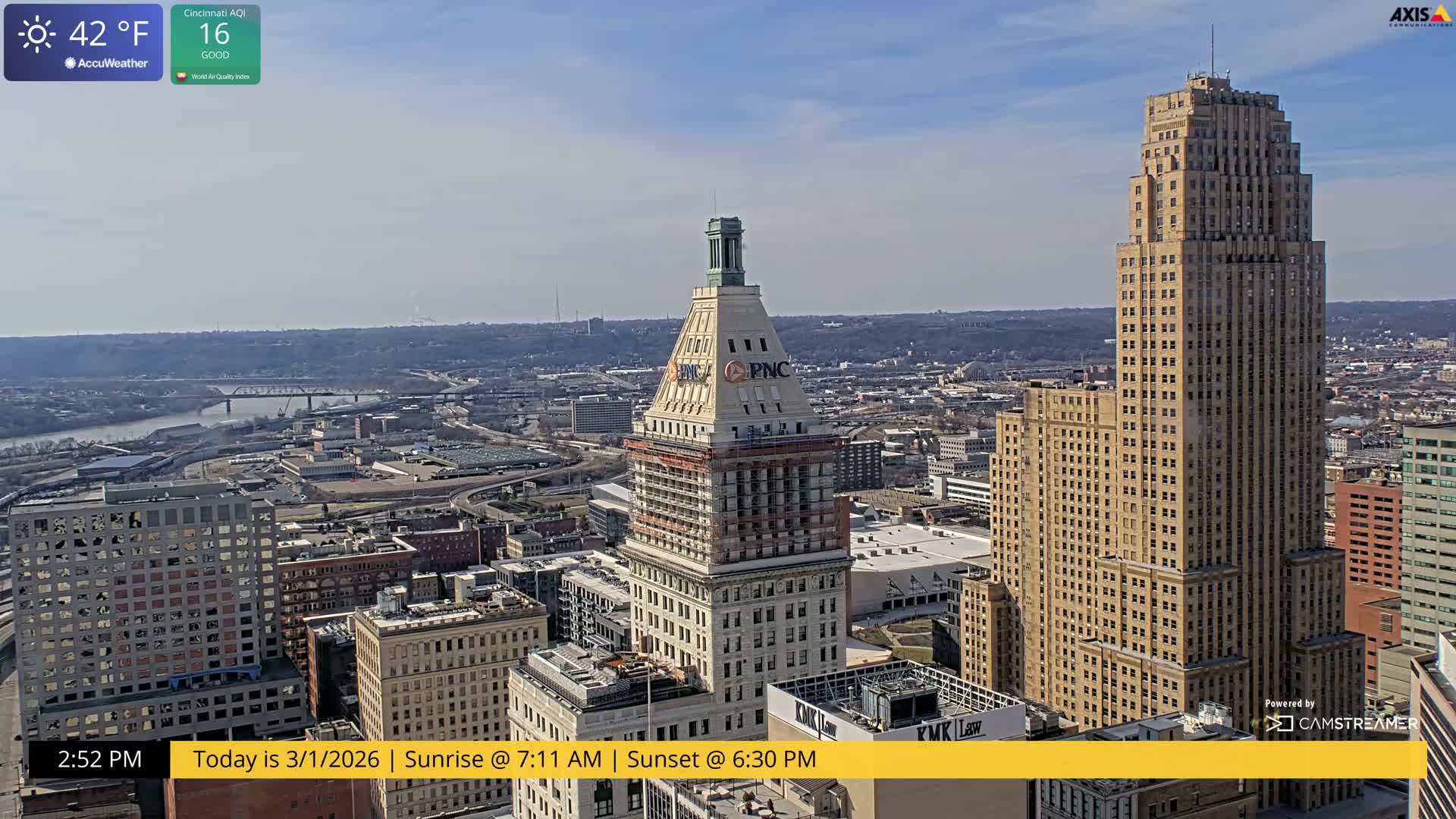 Cincinnati Skyline Live Cam - Cincinnati, Hamilton, Ohio, USA