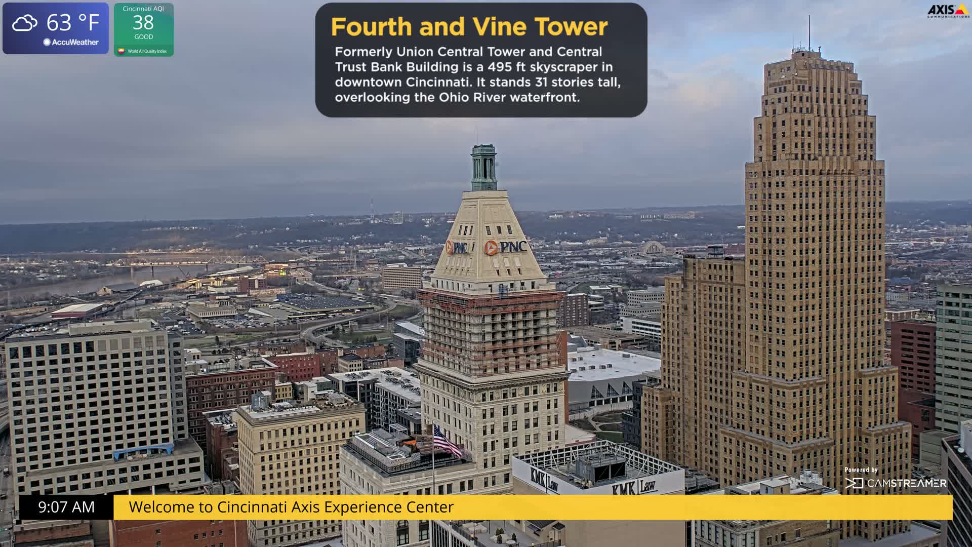 Cincinnati Skyline Live Cam - Cincinnati, Hamilton, Ohio, USA