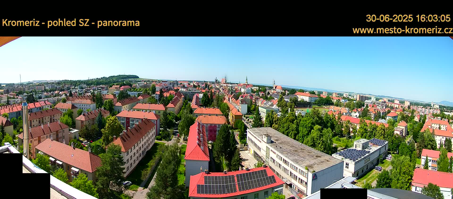 Kroměříž Northwest View Skyline Live Cam - Kromeriz, Zlin, Czechia