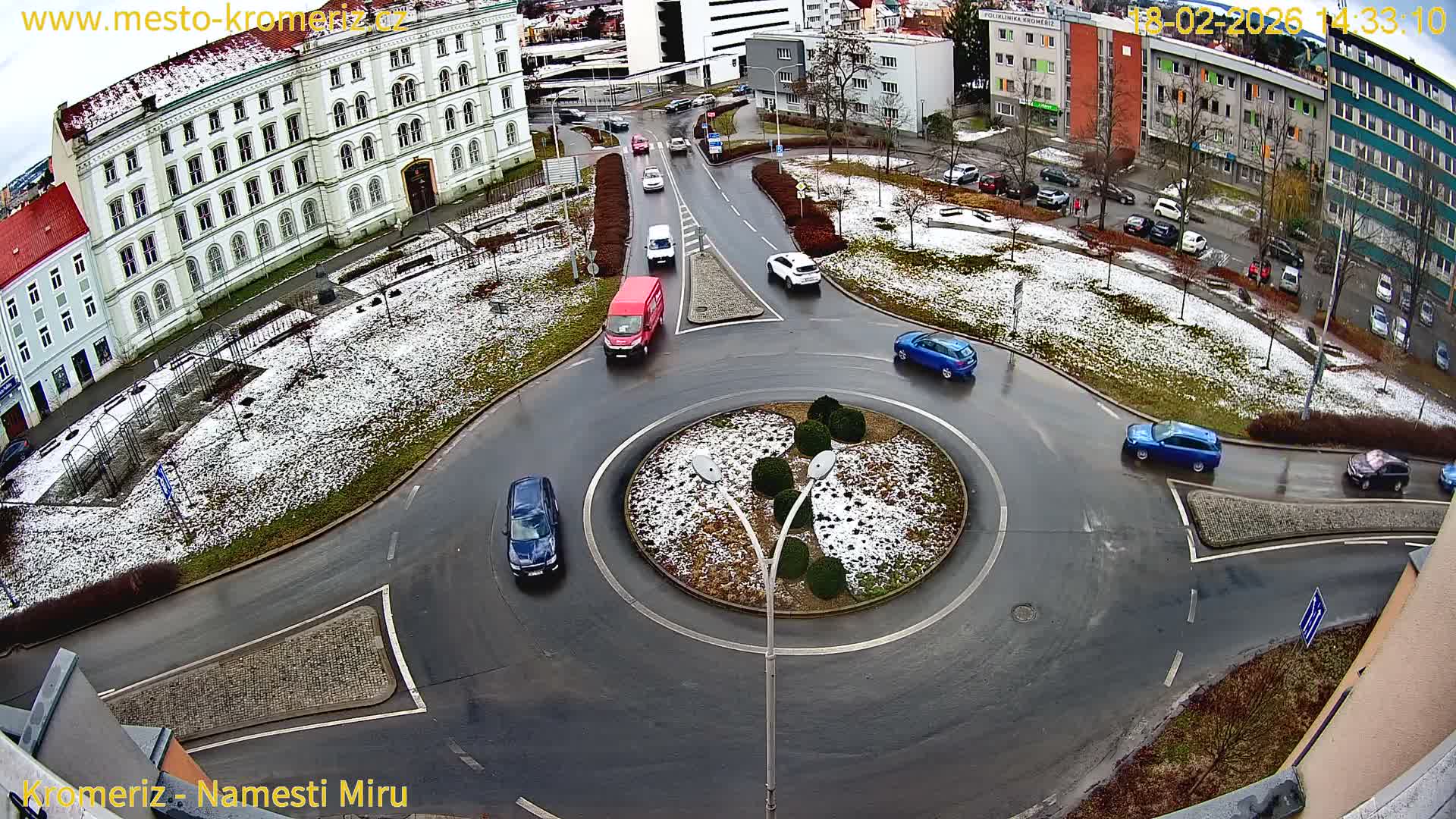Kroměříž  , Náměstí Míru (Peace Square) Junction Live Cam - Kromeriz, Zlin, Czechia