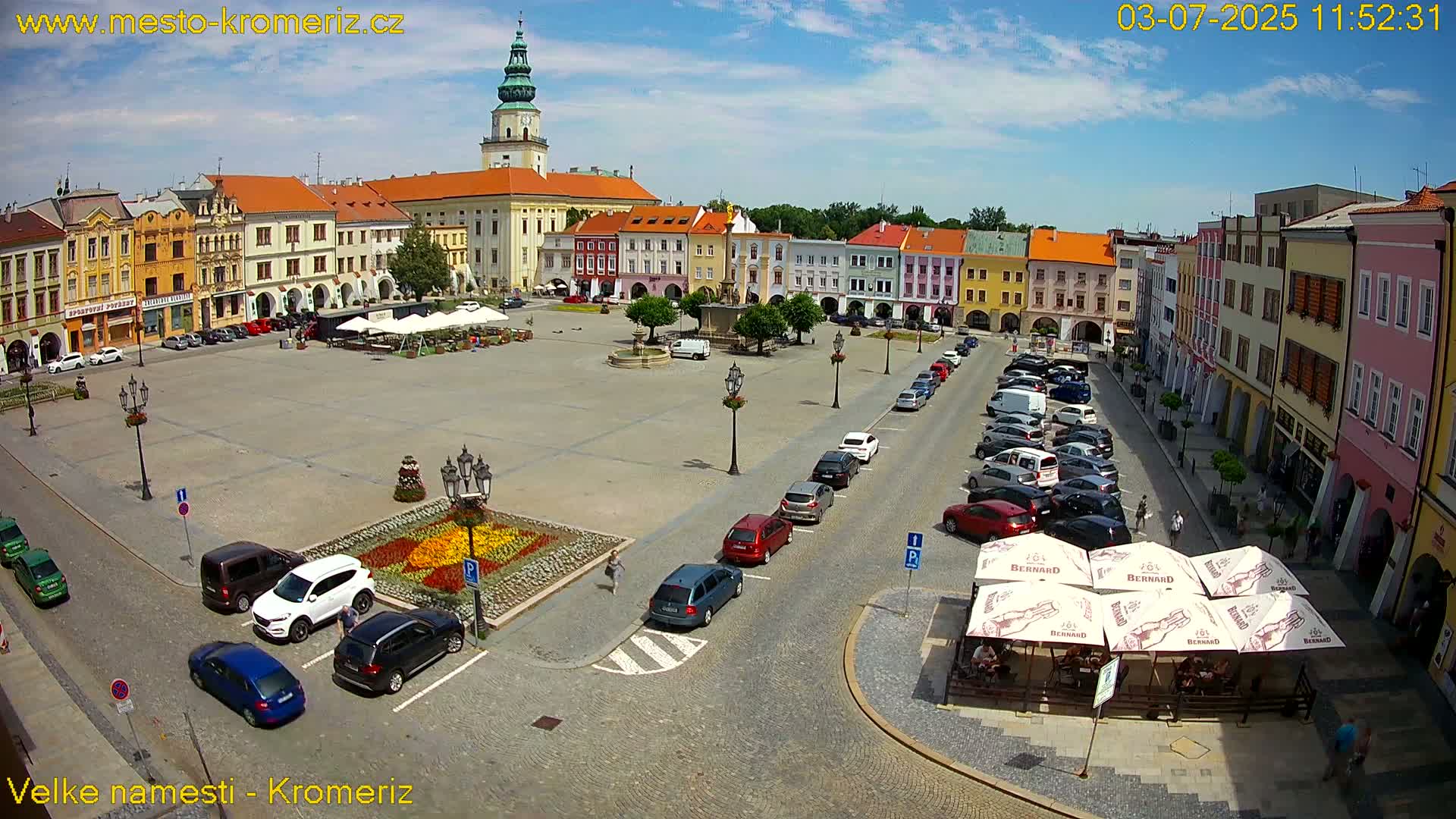 Kroměříž , (Velké náměstí ) Great Square Live Cam - Kromeriz, Zlin, Czechia