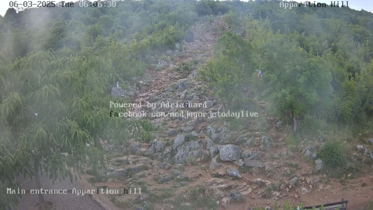Medjugorje,  Apparition Hill Main Entrance Live Cam - Bijakovici, Citluk, Herzegovina-Neretva, Federation of Bosnia and Herzegovina, Bosnia and Herzegovina
