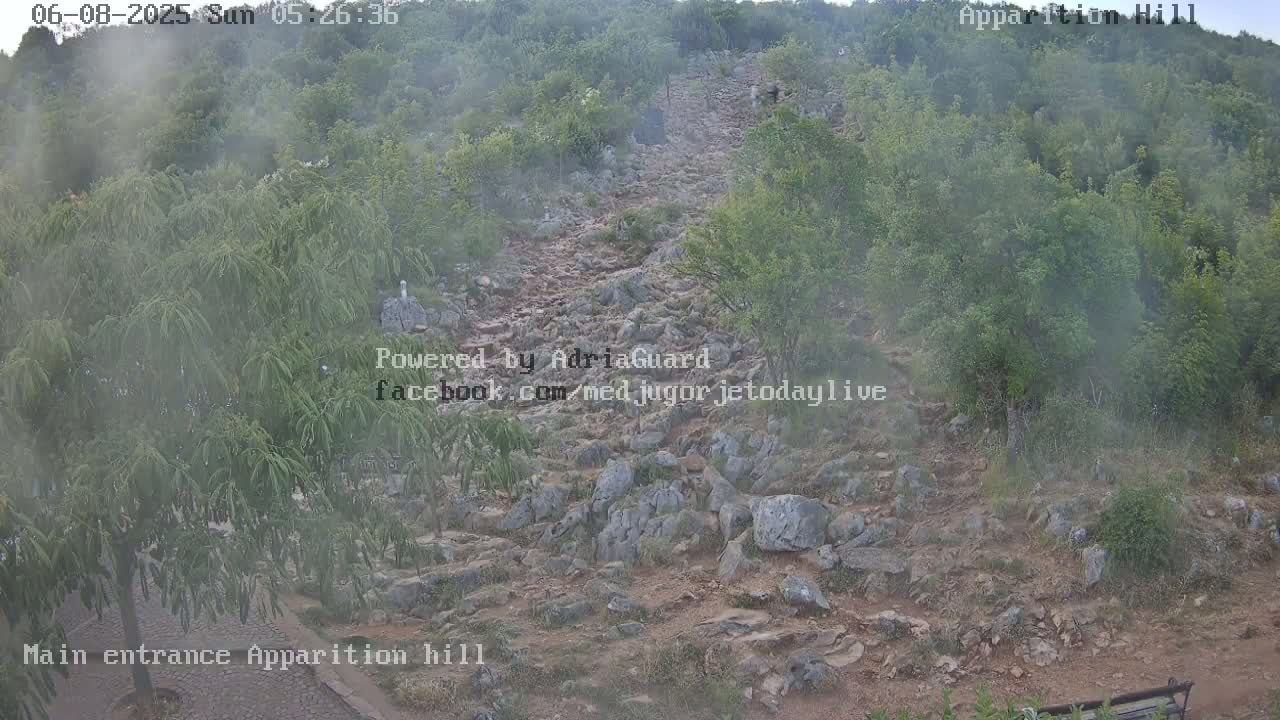 Medjugorje,  Apparition Hill Main Entrance Live Cam - Bijakovici, Citluk, Herzegovina-Neretva, Federation of Bosnia and Herzegovina, Bosnia and Herzegovina
