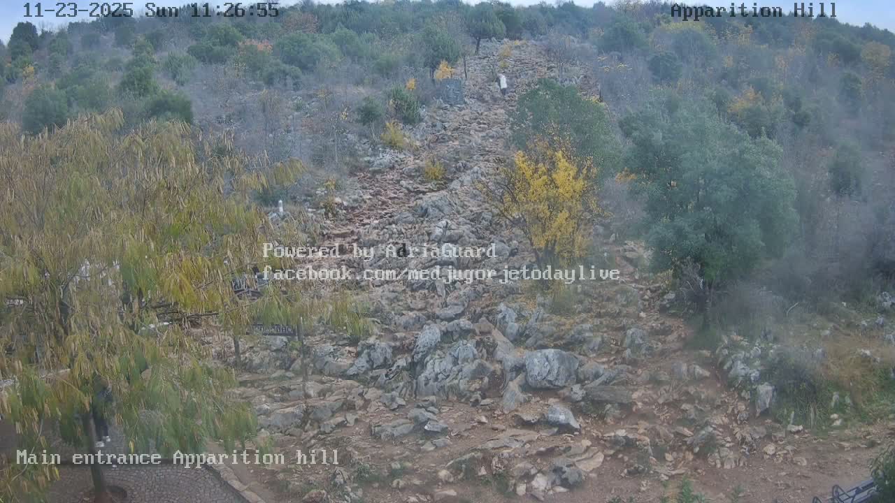 Medjugorje,  Apparition Hill Main Entrance Live Cam - Bijakovici, Citluk, Herzegovina-Neretva, Federation of Bosnia and Herzegovina, Bosnia and Herzegovina